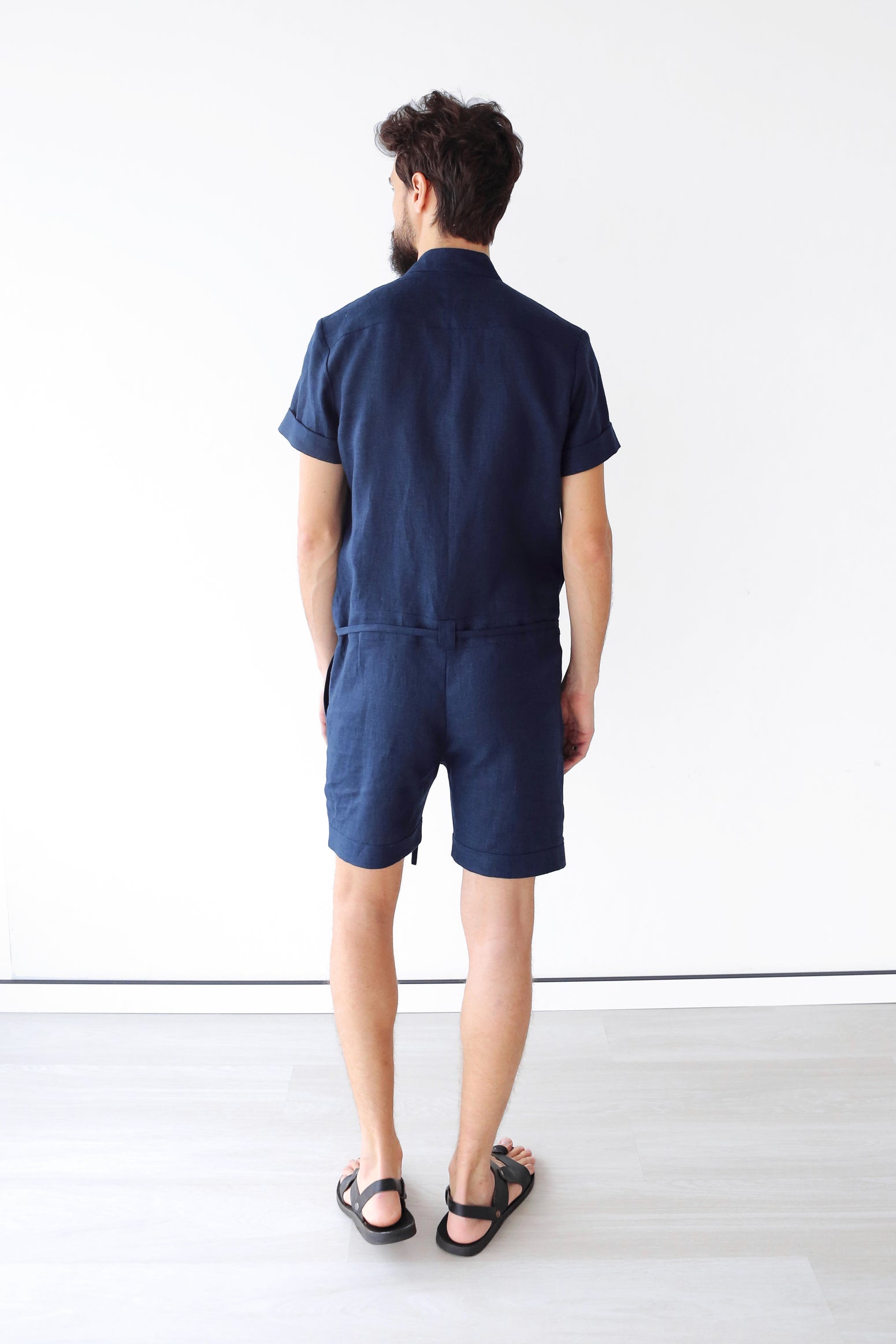 Mens Linen Romper PANDAN in Dark blue