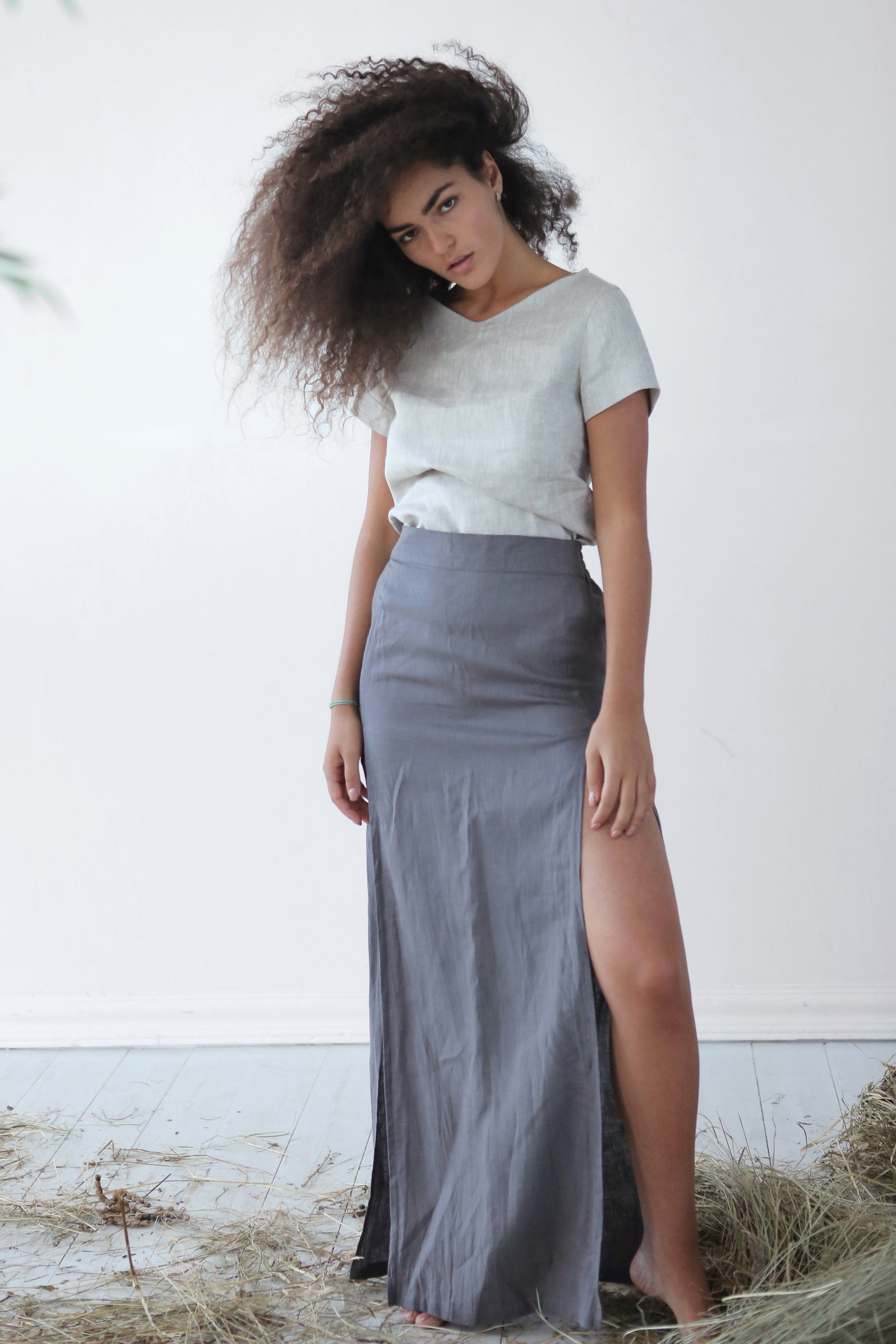 Women's Linen T-Shirt NERINE in Beige