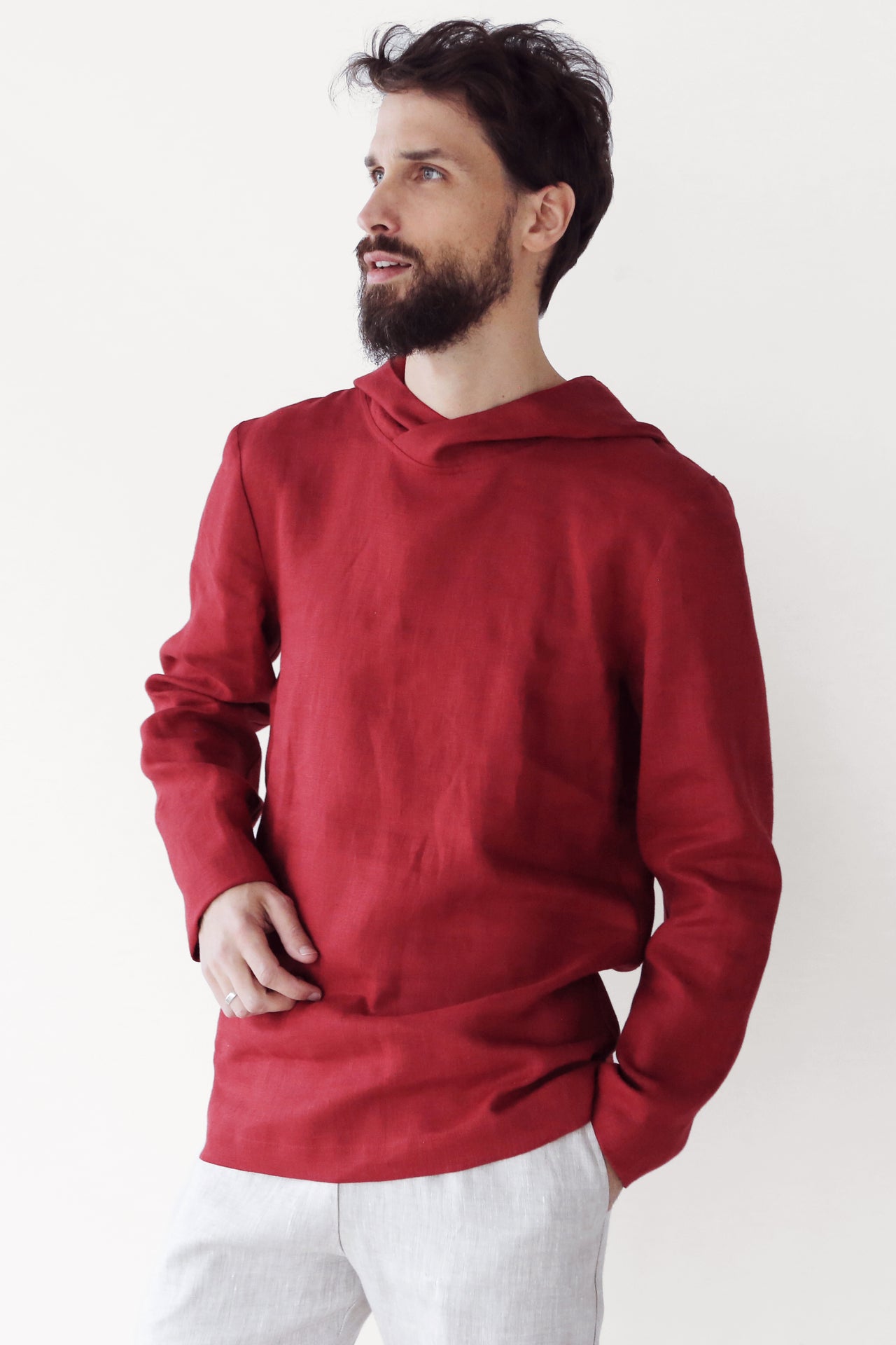 Men’s Linen Hoodie BALSA in Red
