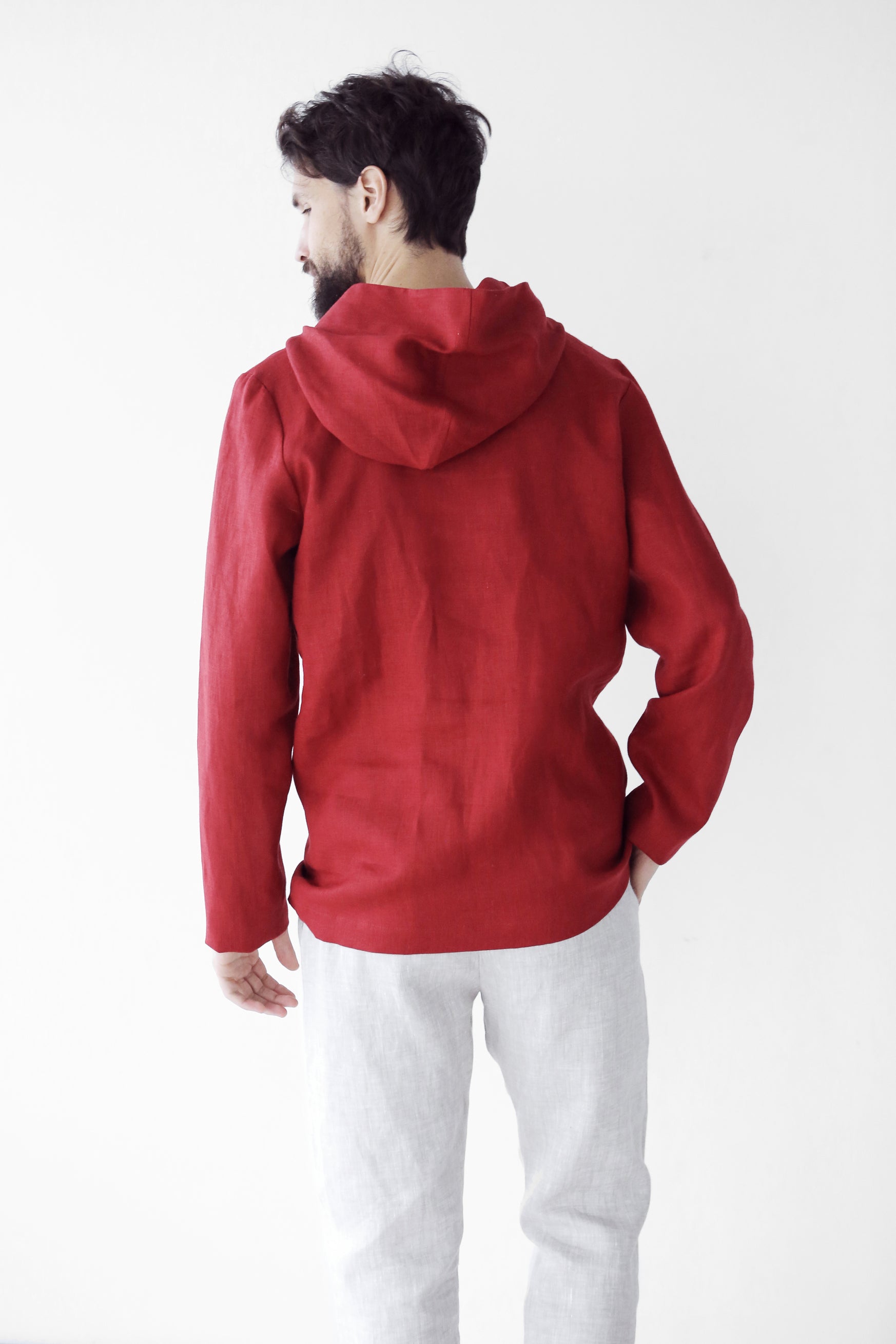 Men’s Linen Hoodie BALSA in Red