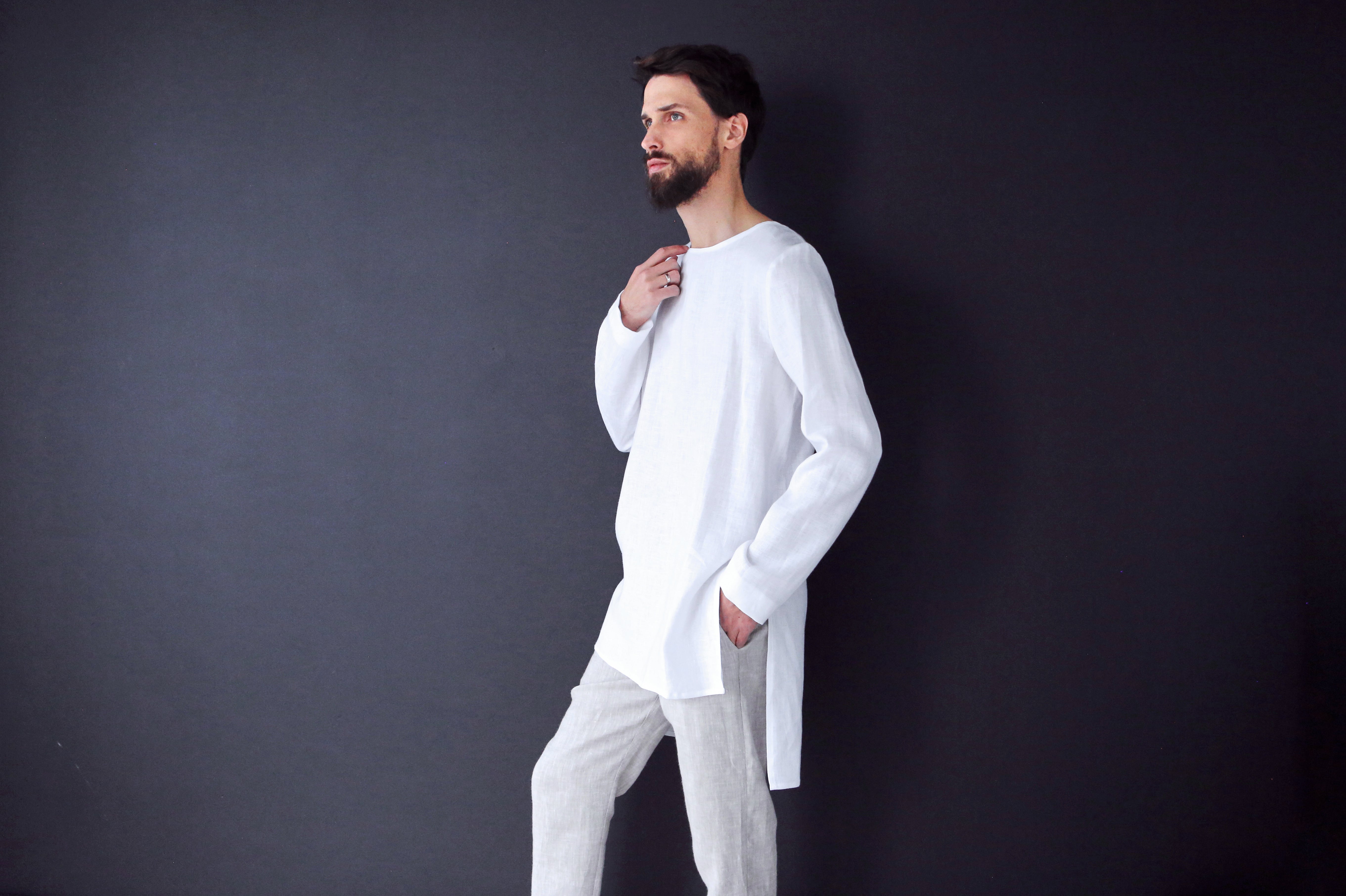 Men’s Linen Tunic MAPLE in White