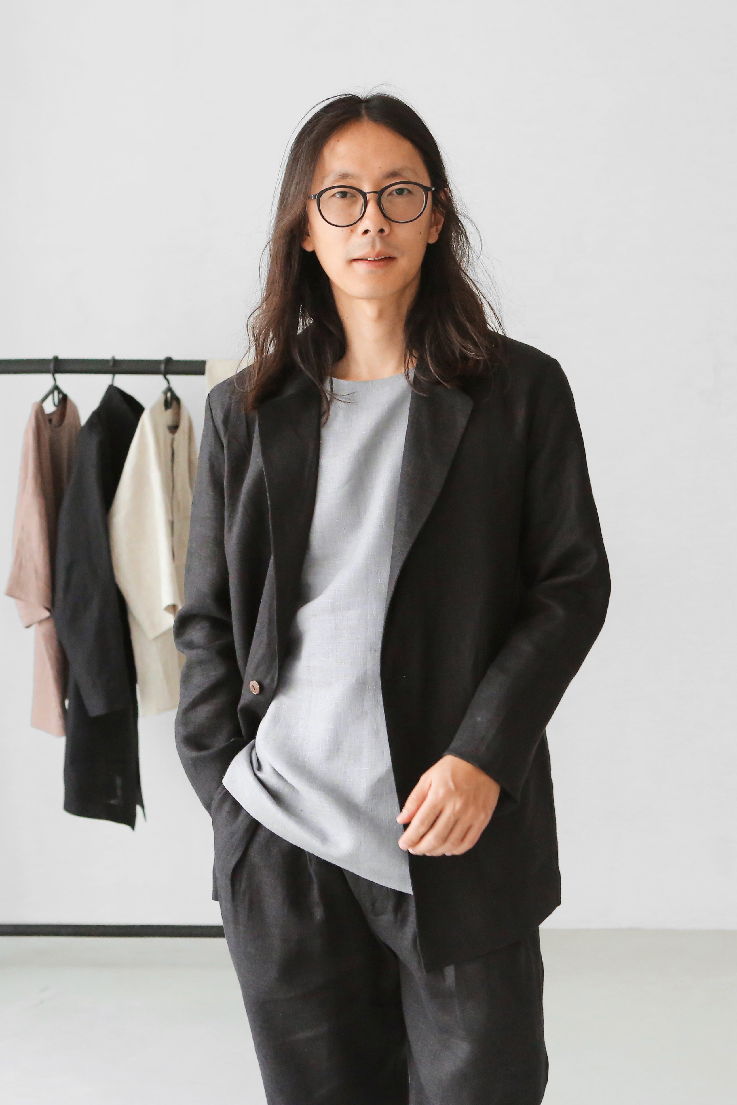 Men’s Linen Jacket LARCH in Black