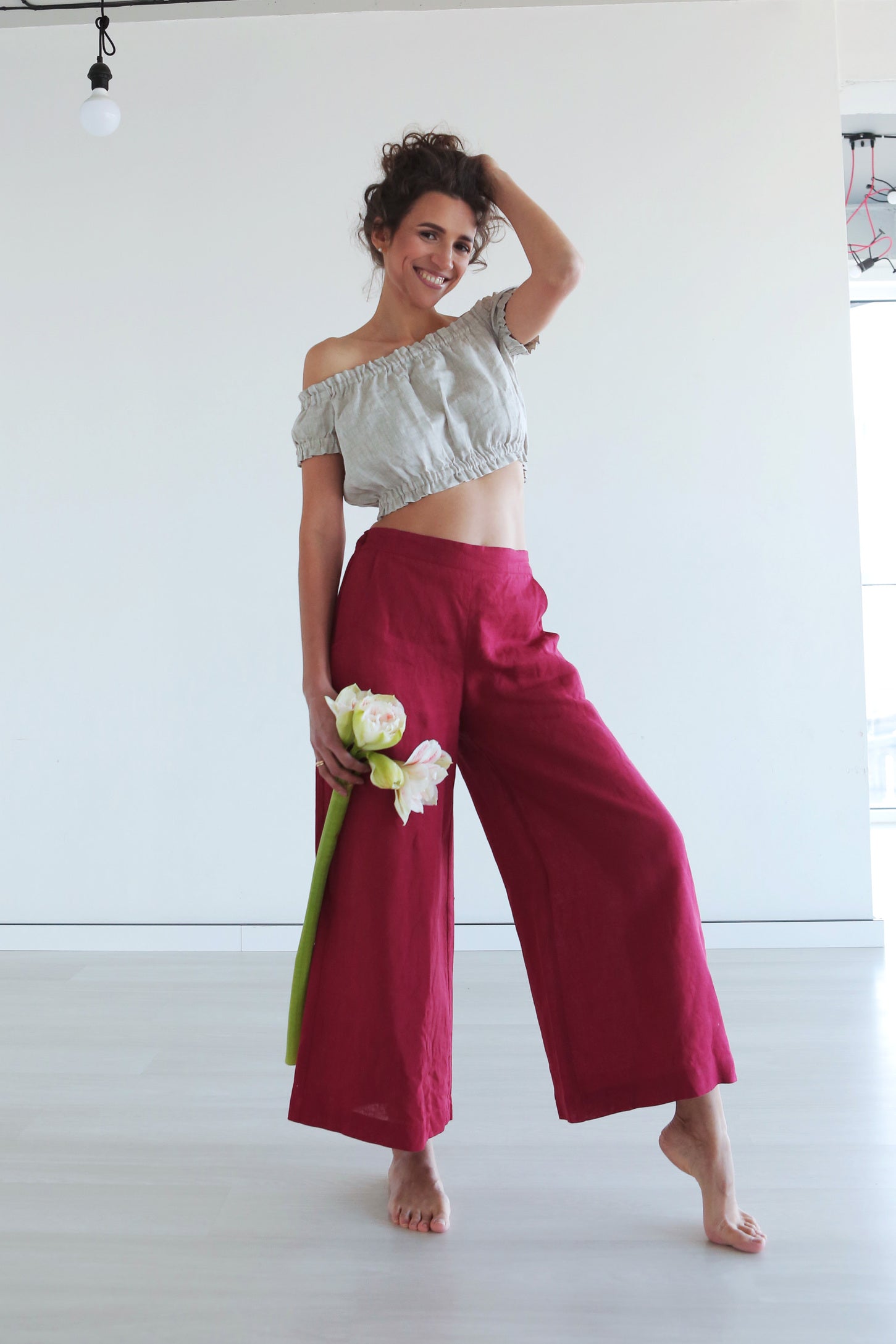 Off-The-Shoulder Crop Top CALLA in Beige