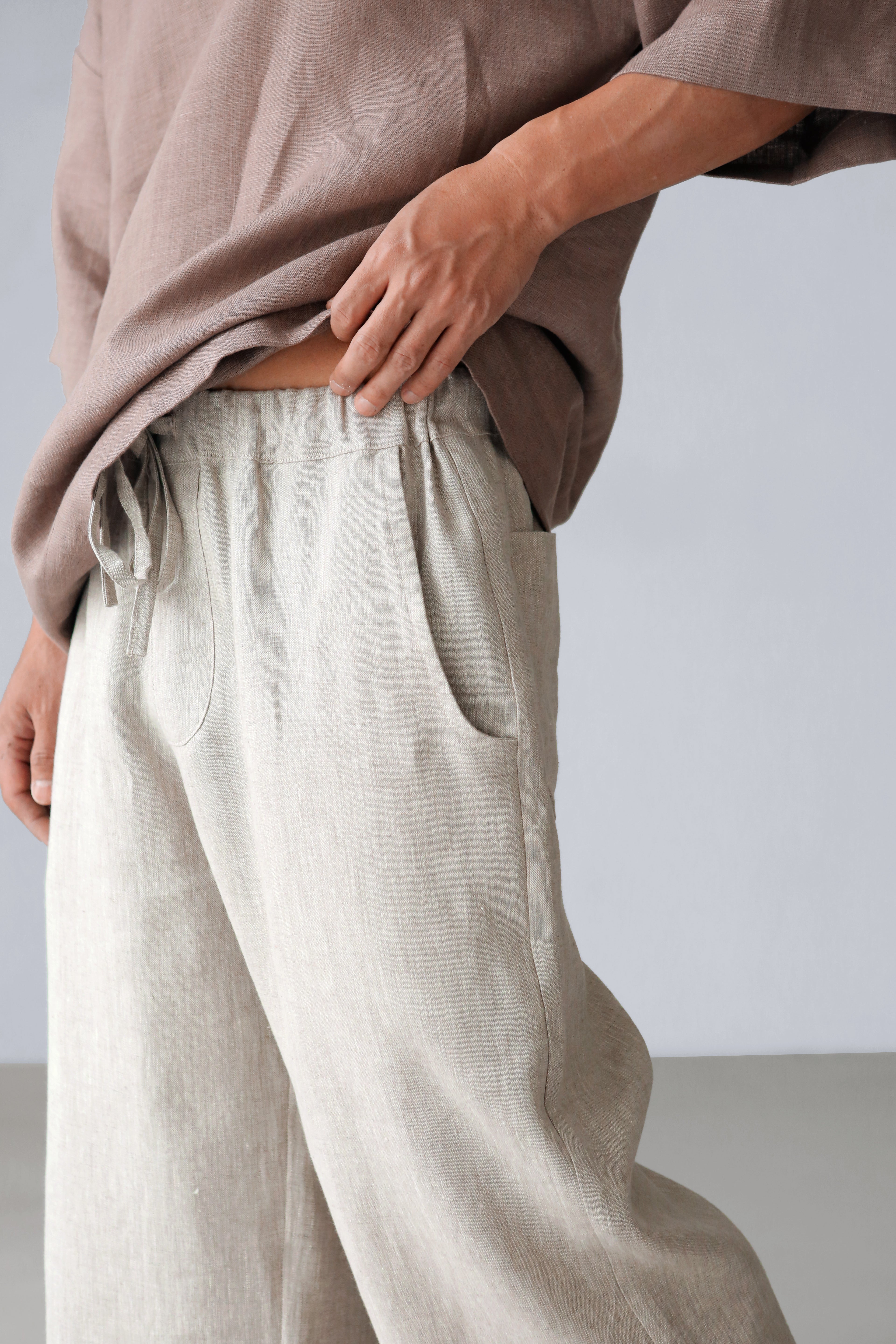 Capri linen pants WILLOW in Beige