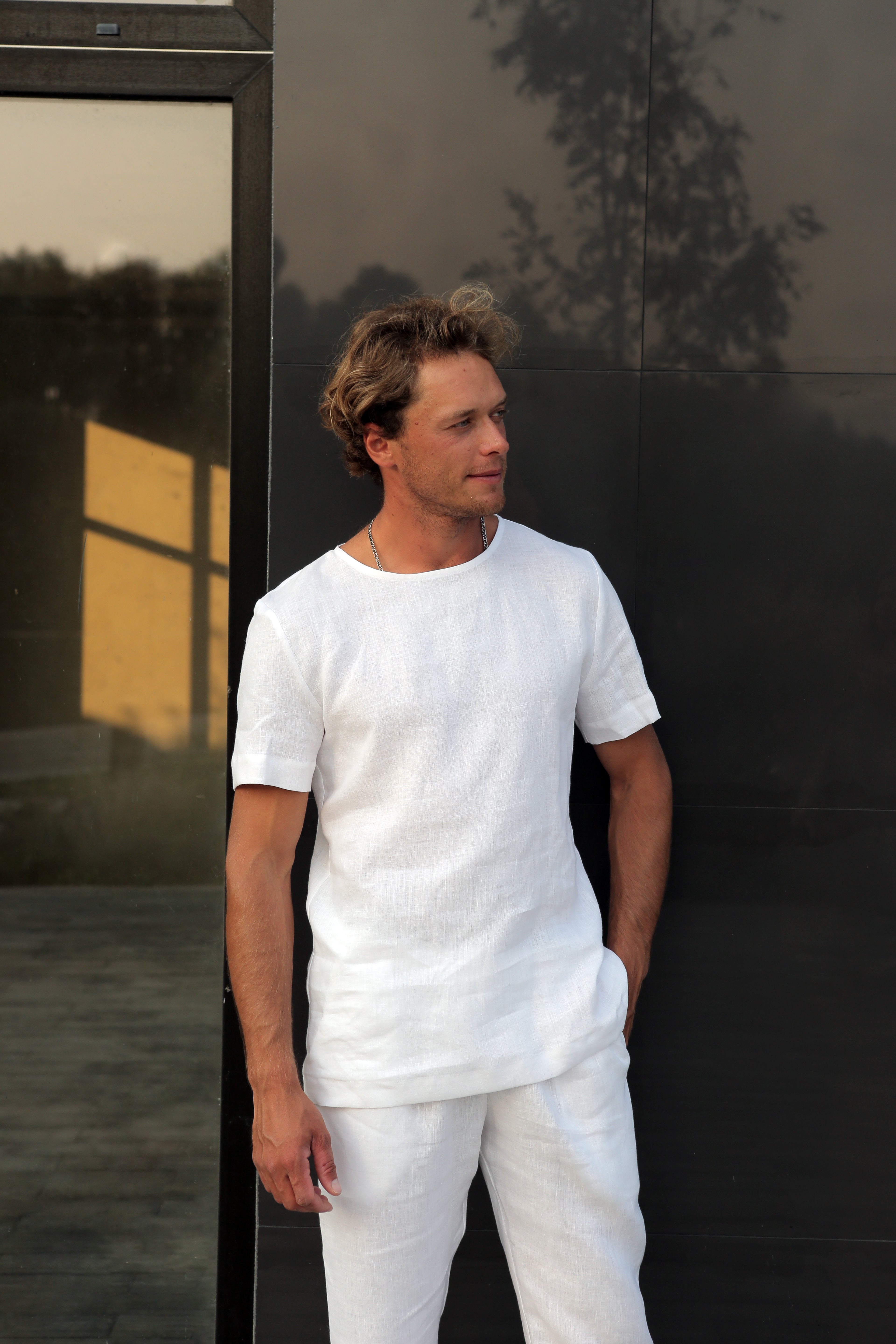 Men’s Linen T-Shirt LINDEN in White