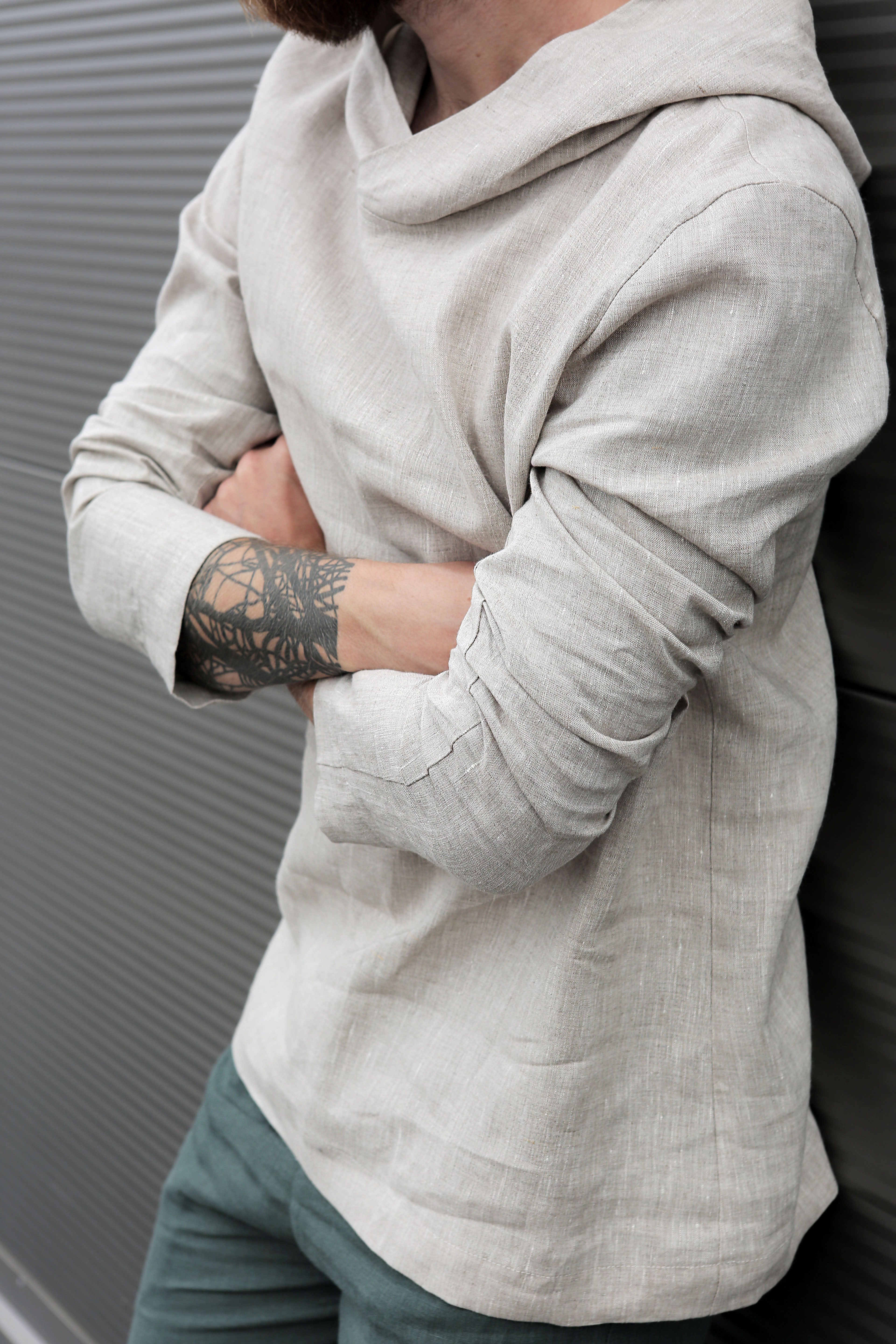 Men’s Linen Hoodie BALSA in Beige