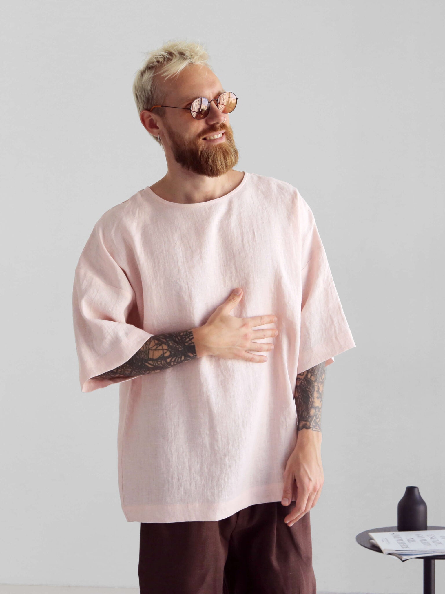 Men’s Oversized Linen T-Shirt LOTUS - IN STOCK