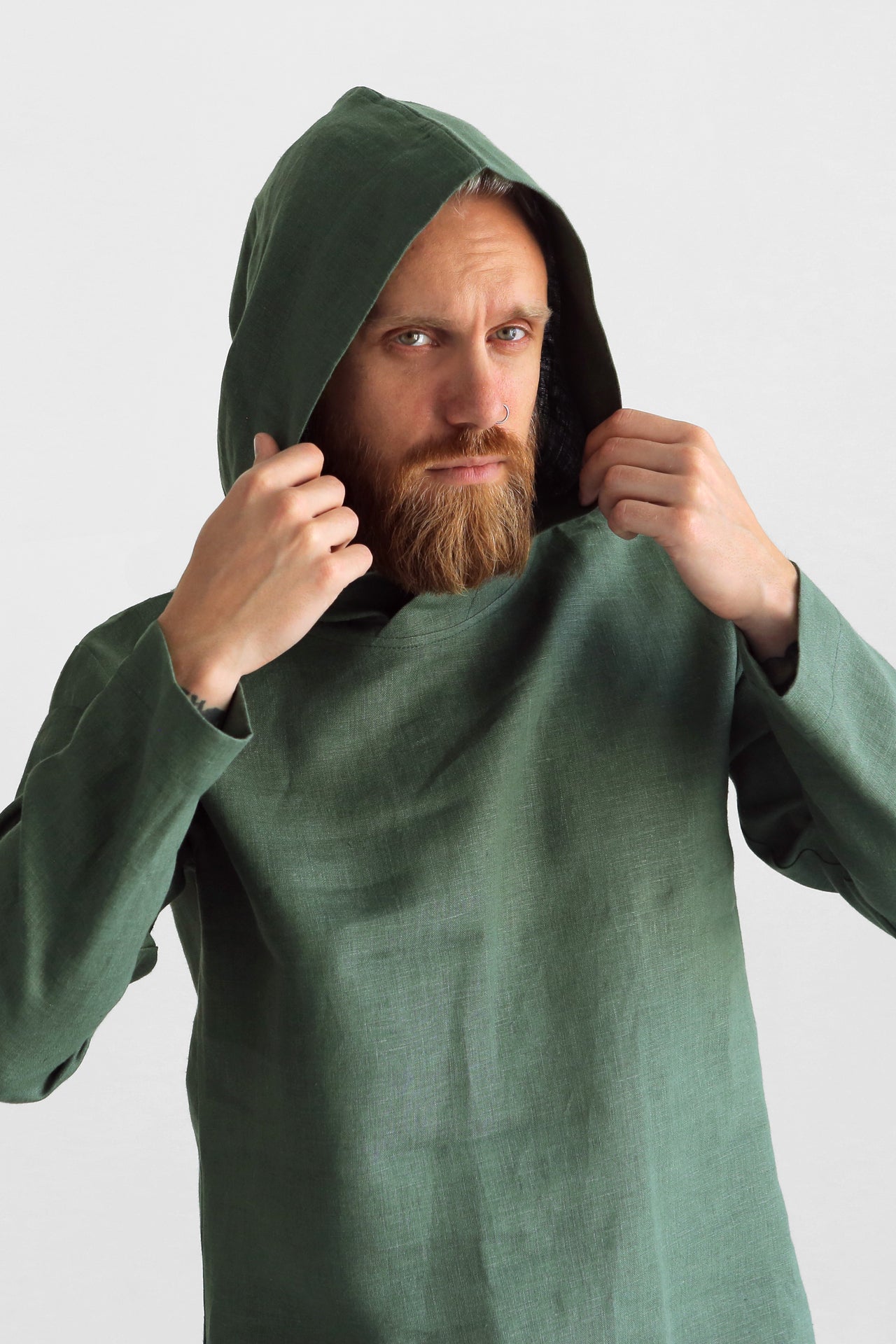 Men’s Linen Hoodie BALSA in Green
