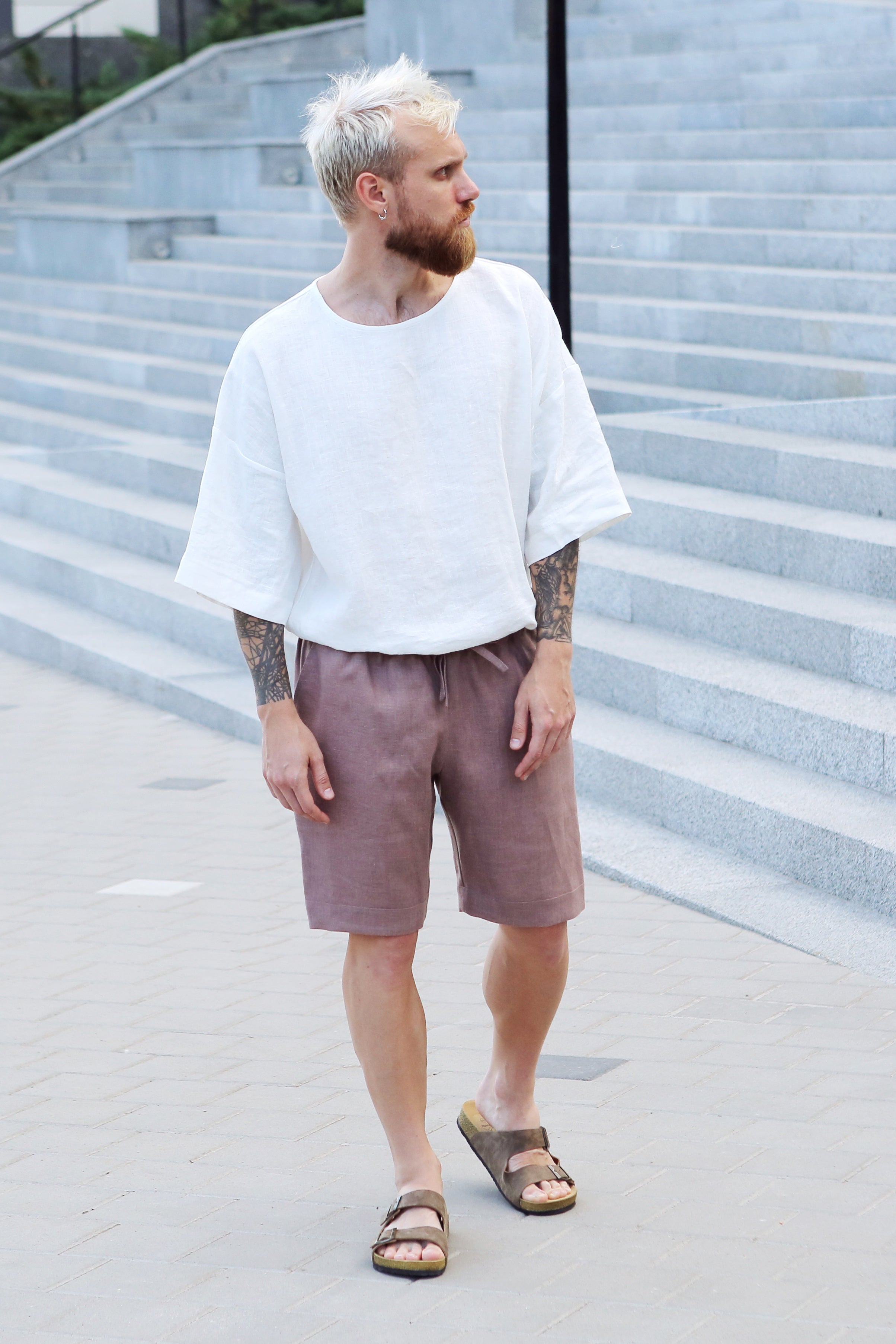 Men’s linen shorts ASH in Latte