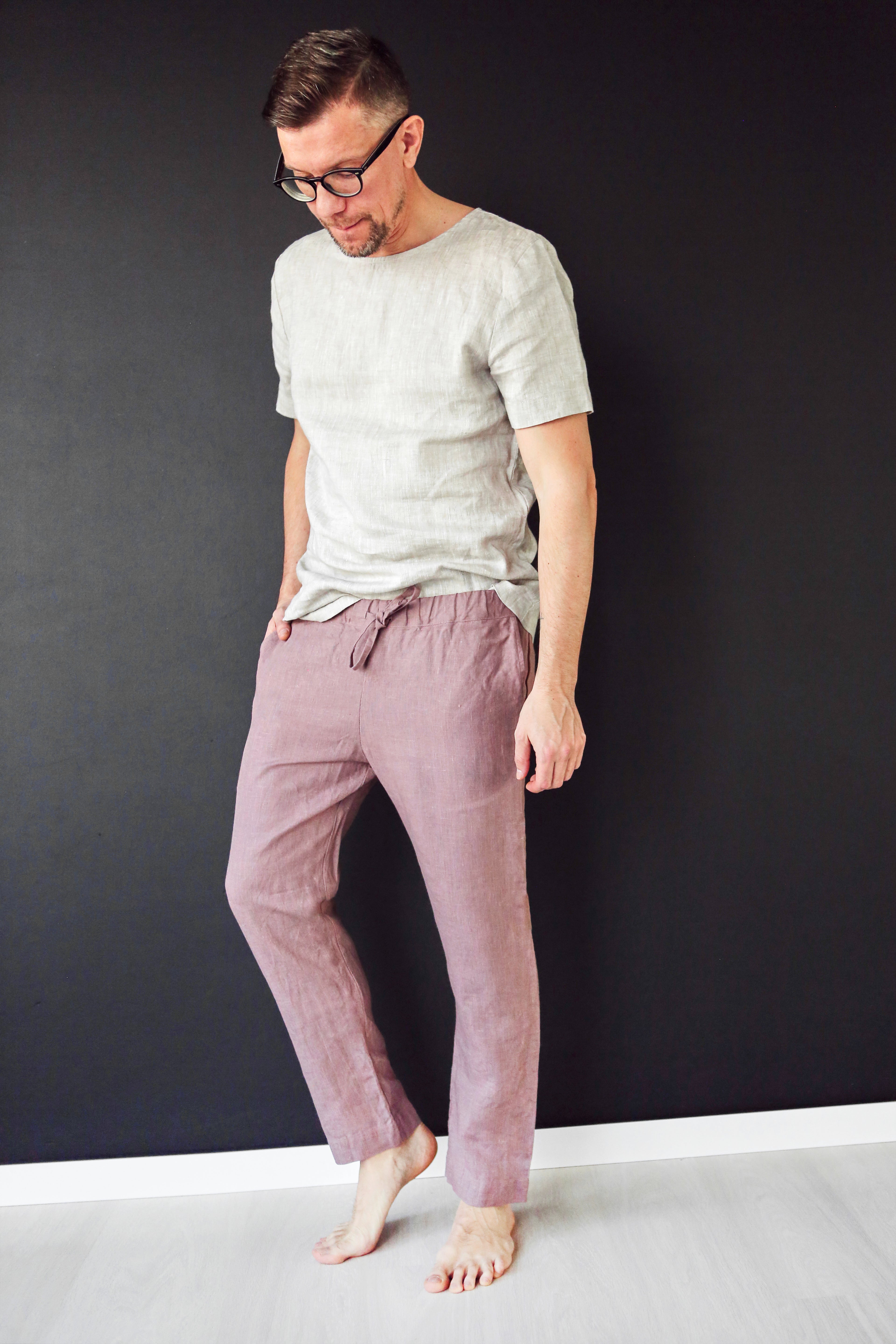 Men’s Straight Leg Linen Pants ASH in Latte