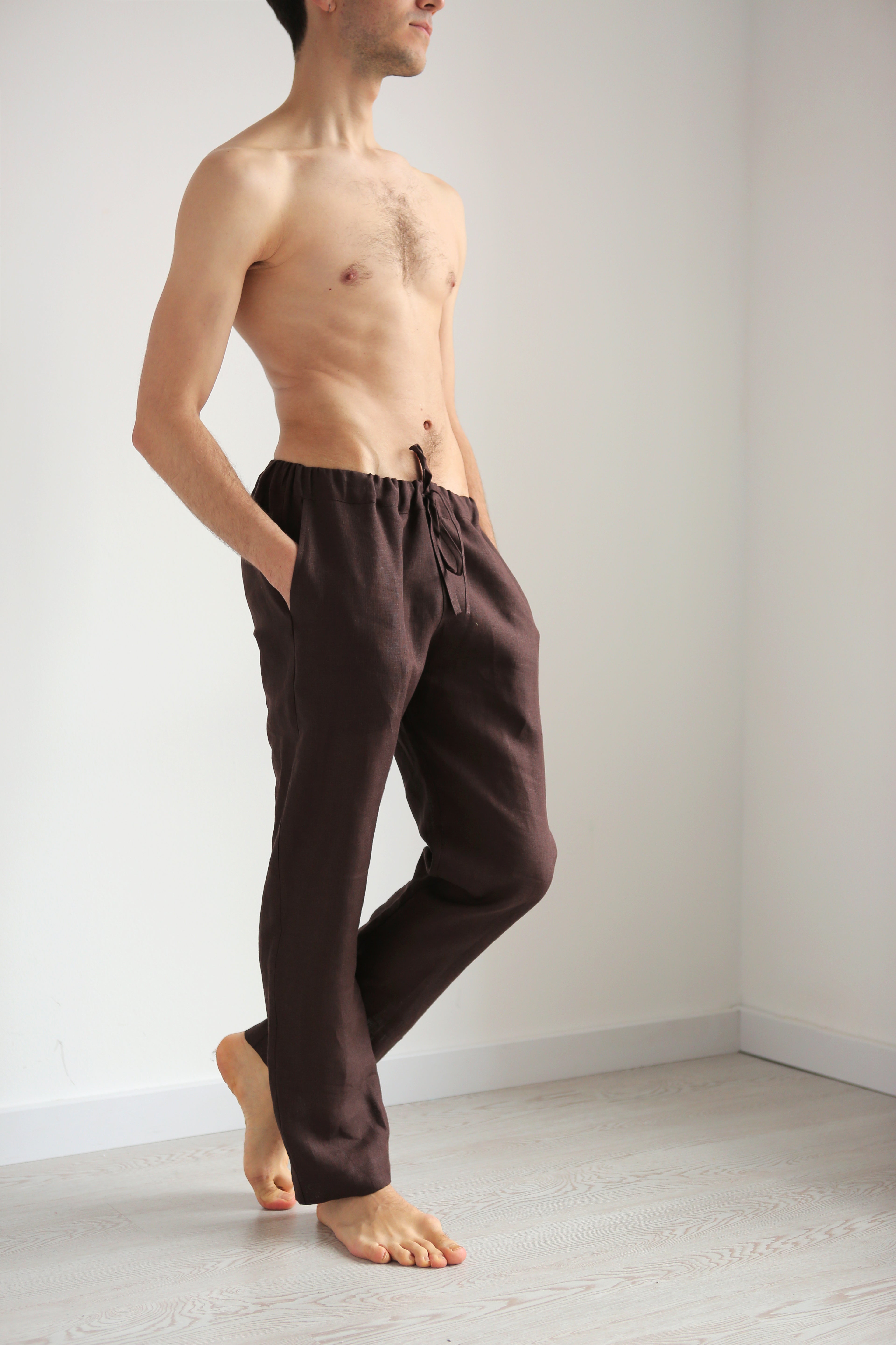 Men’s linen pants ASH in Brown