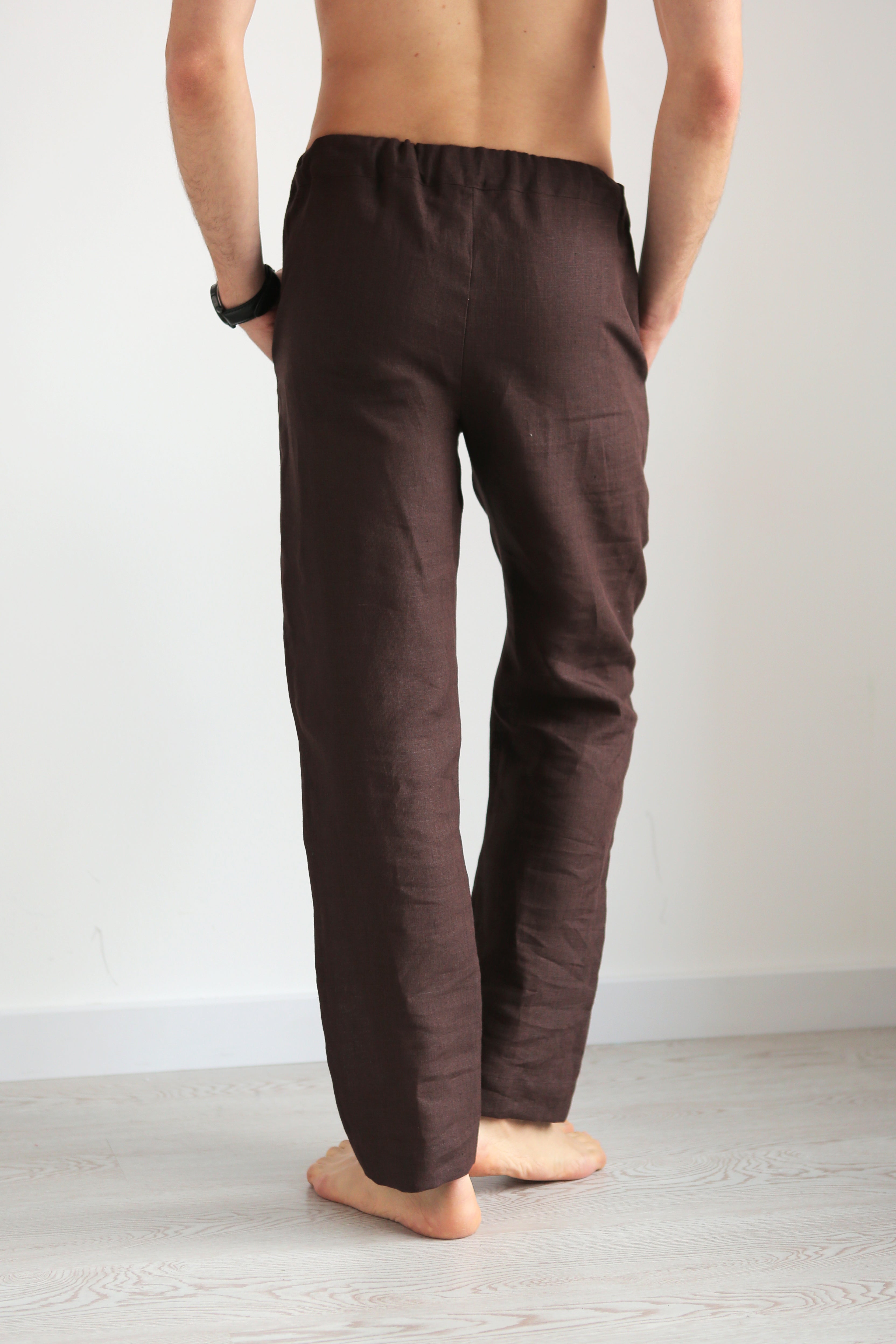 Men’s linen pants ASH in Brown