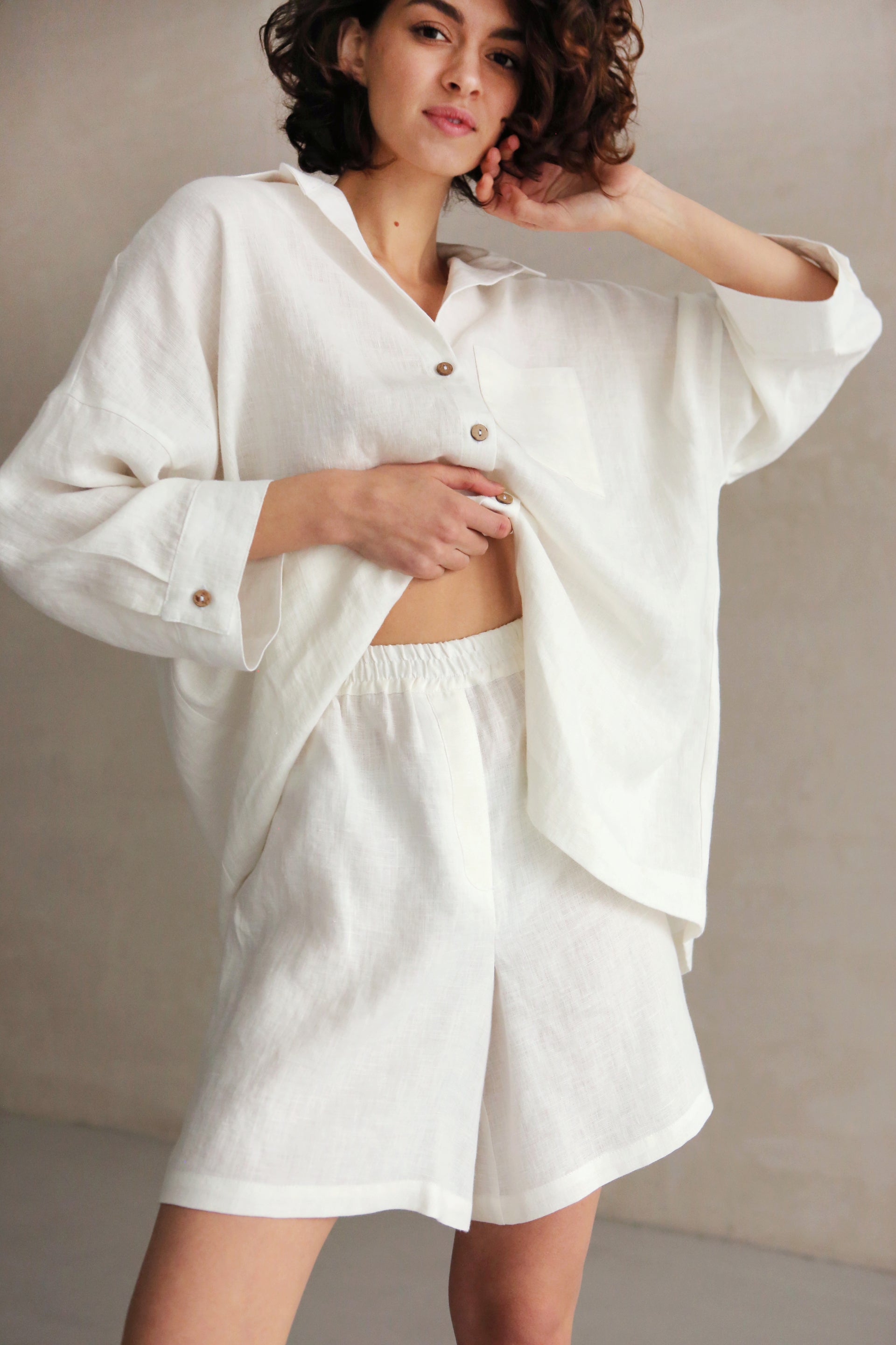 Women’s Linen Shorts VIOLA in Cream