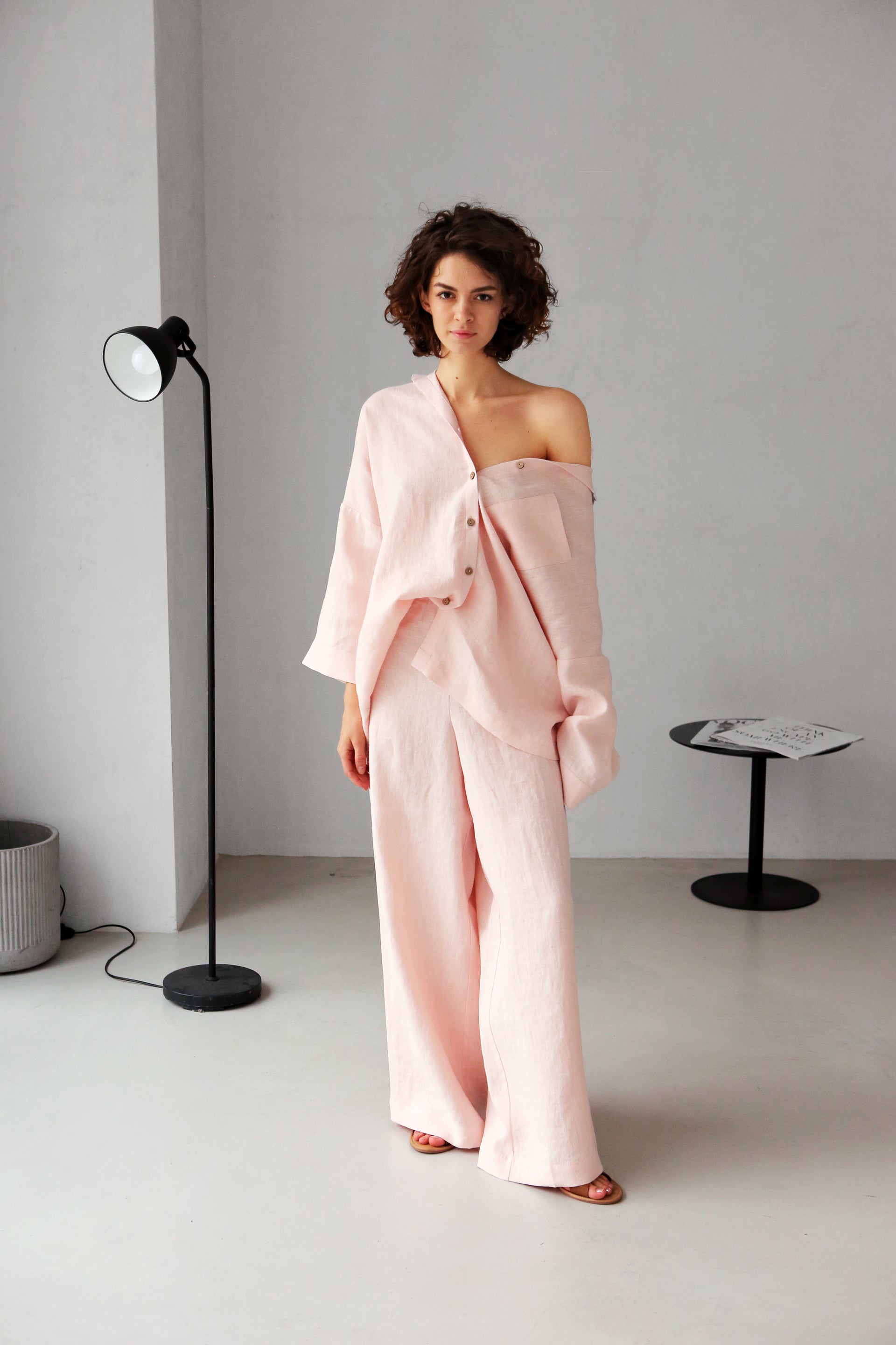 Women’s Linen Shirt FENNEL in Light pink