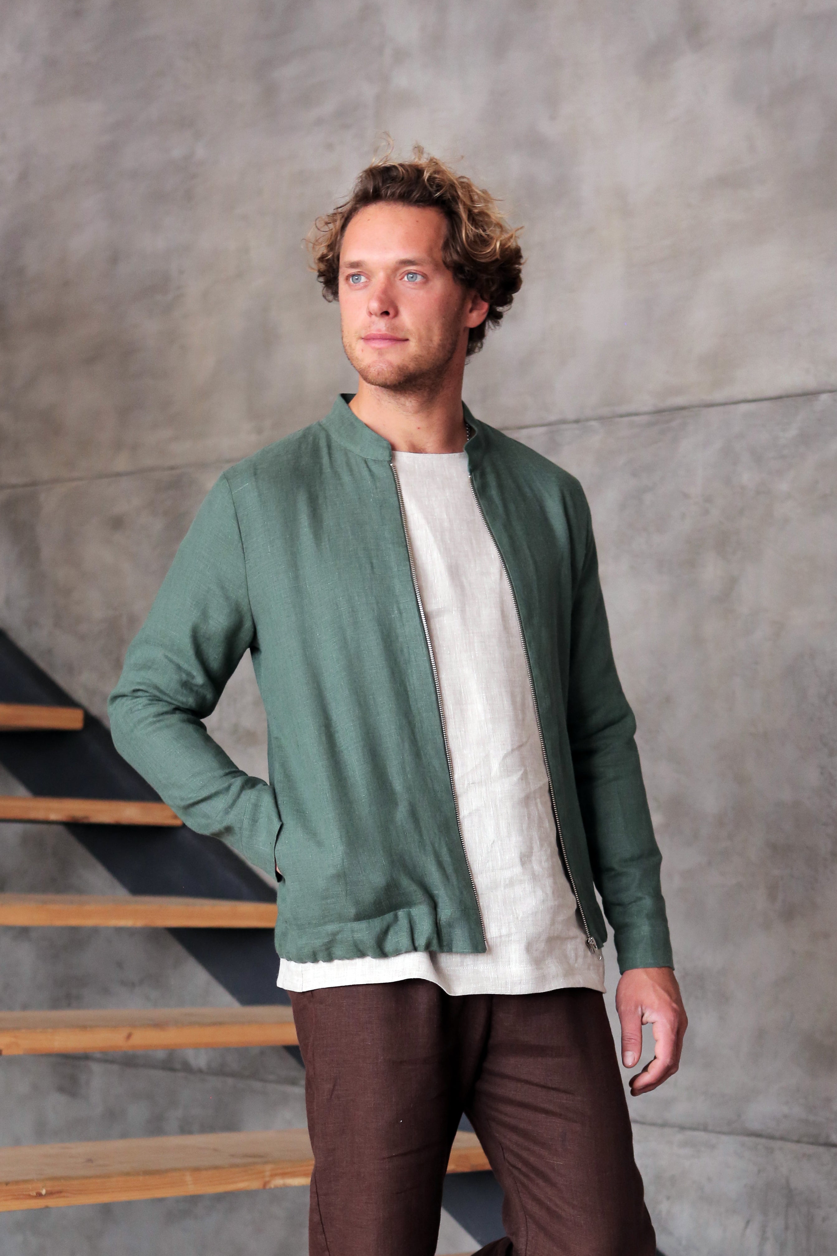 Men’s Linen Bomber MULBERRY in Green