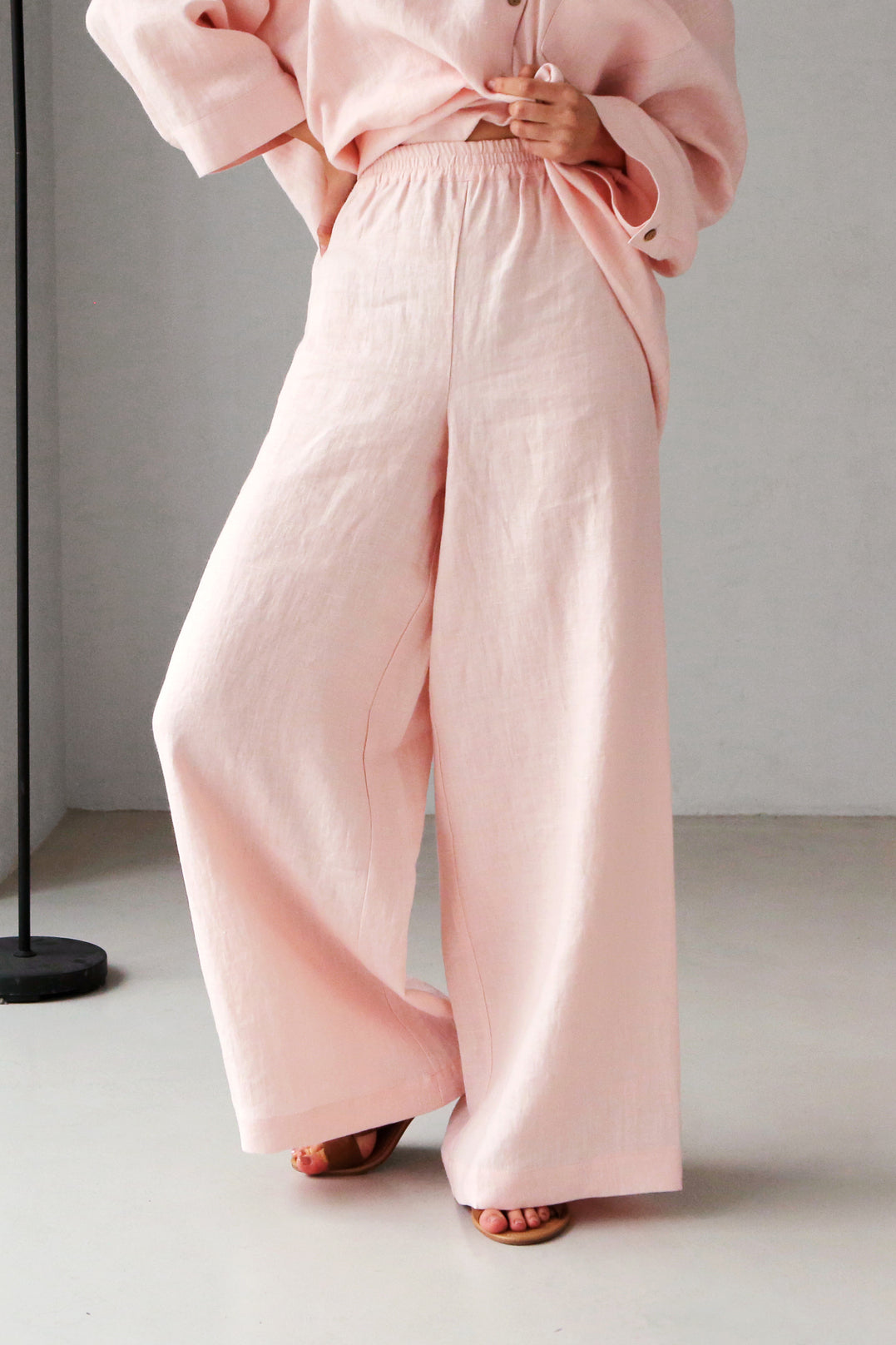 Wide-Leg Linen Pants ACAI in Light pink