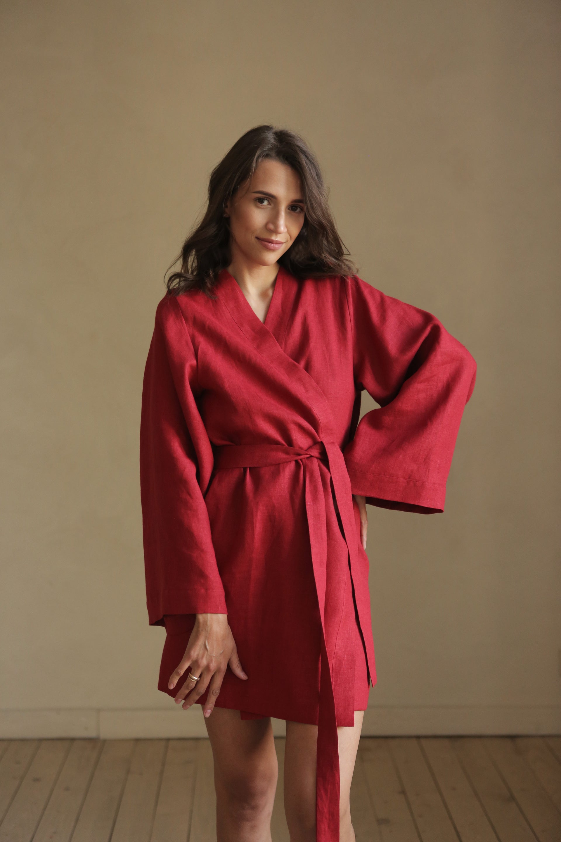 Women’s Linen Kimono KAYA in Red