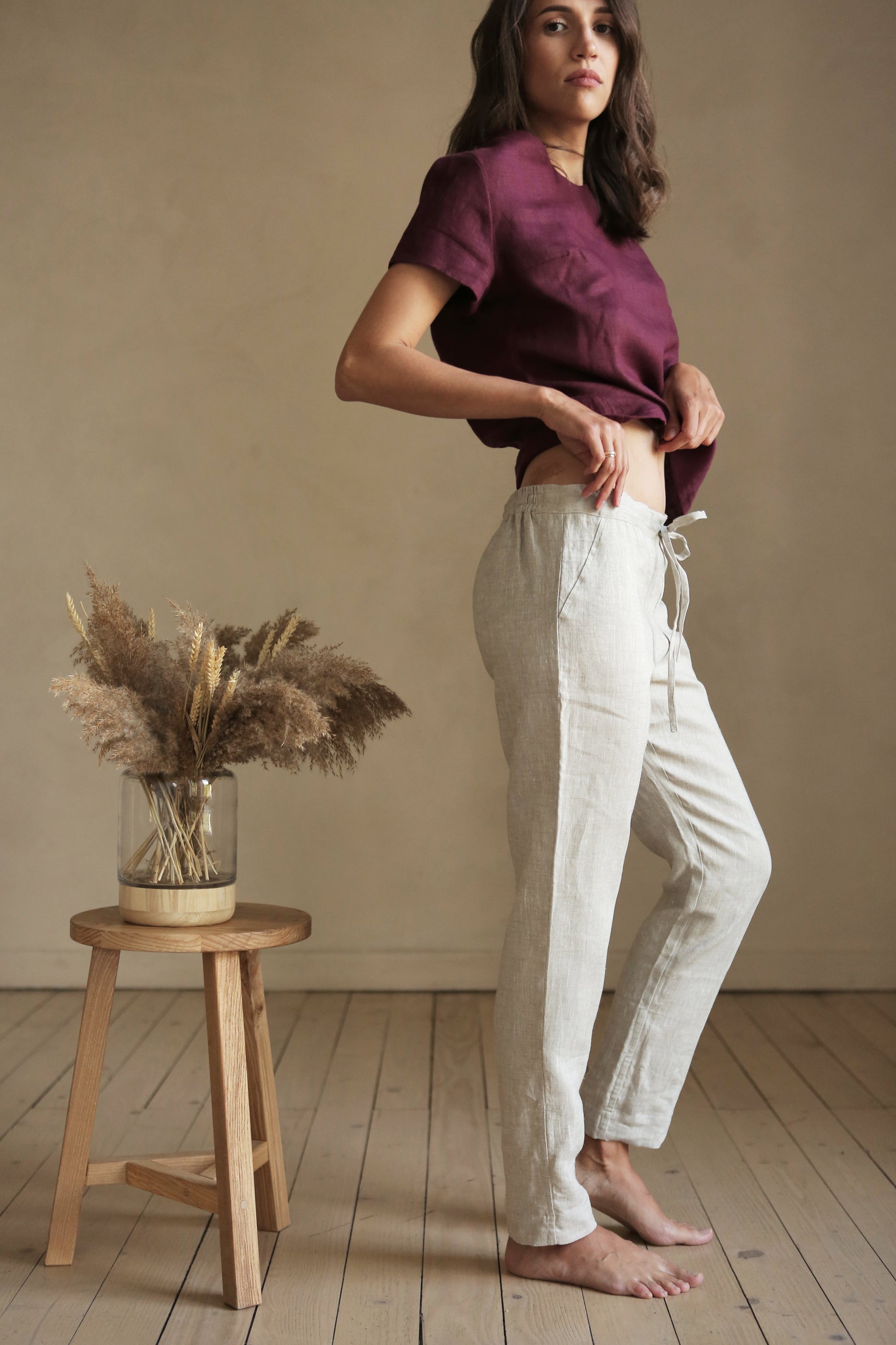 Women’s Linen Pants ANISE in Beige
