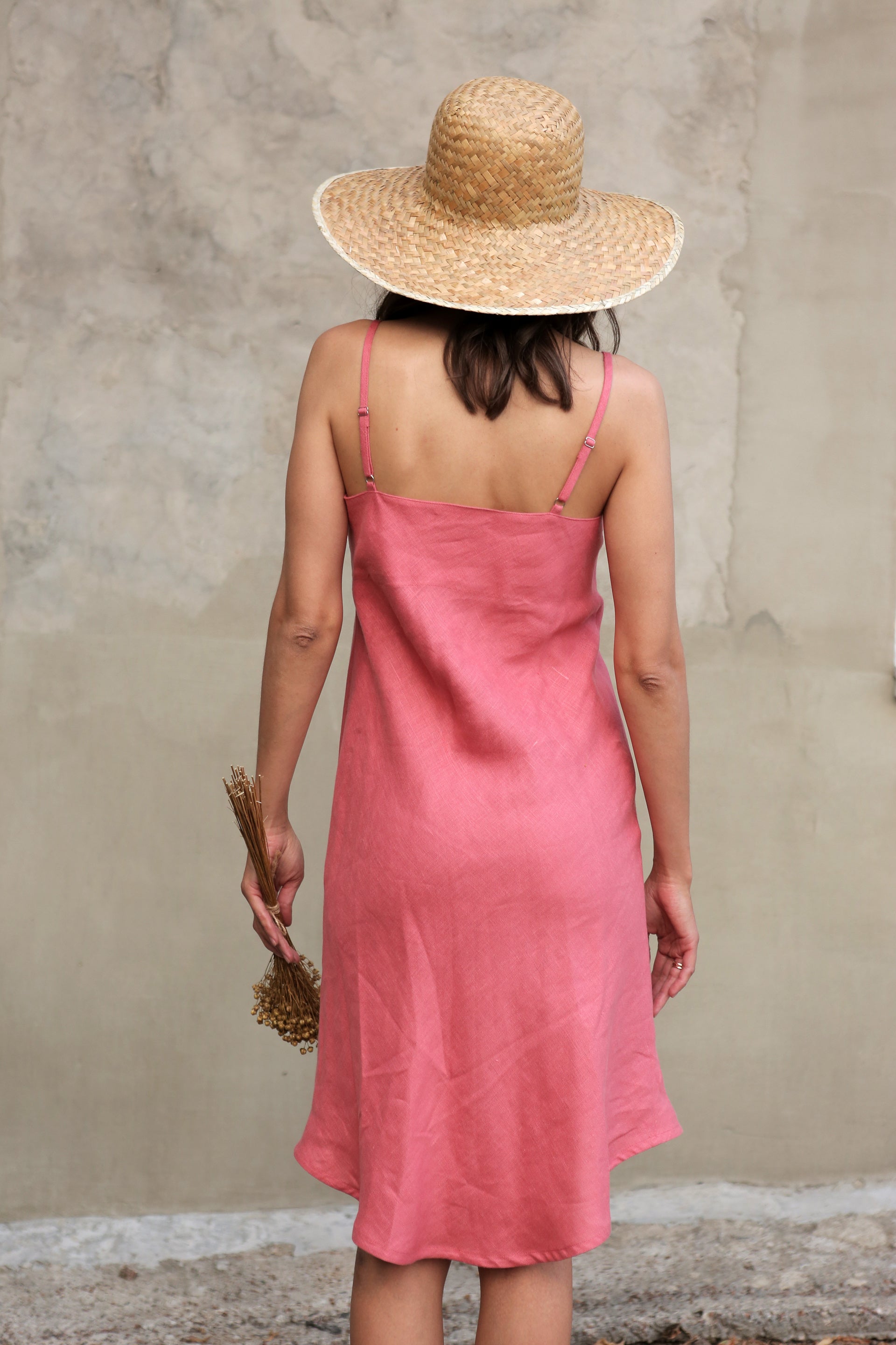 Women’s Linen Dress NERINE in Peach