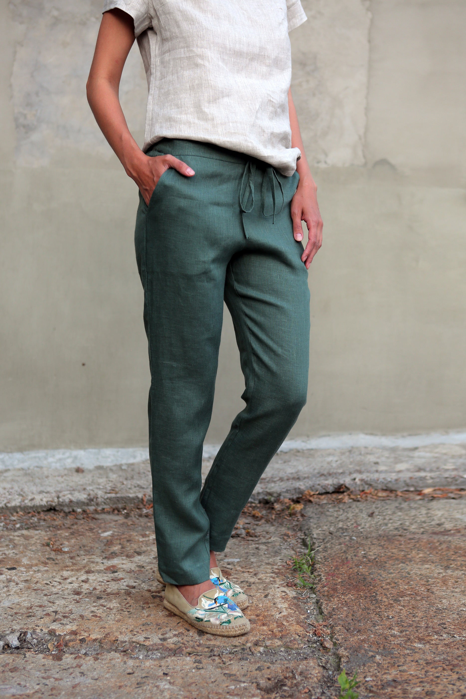 Women’s Linen Pants ANISE in Green