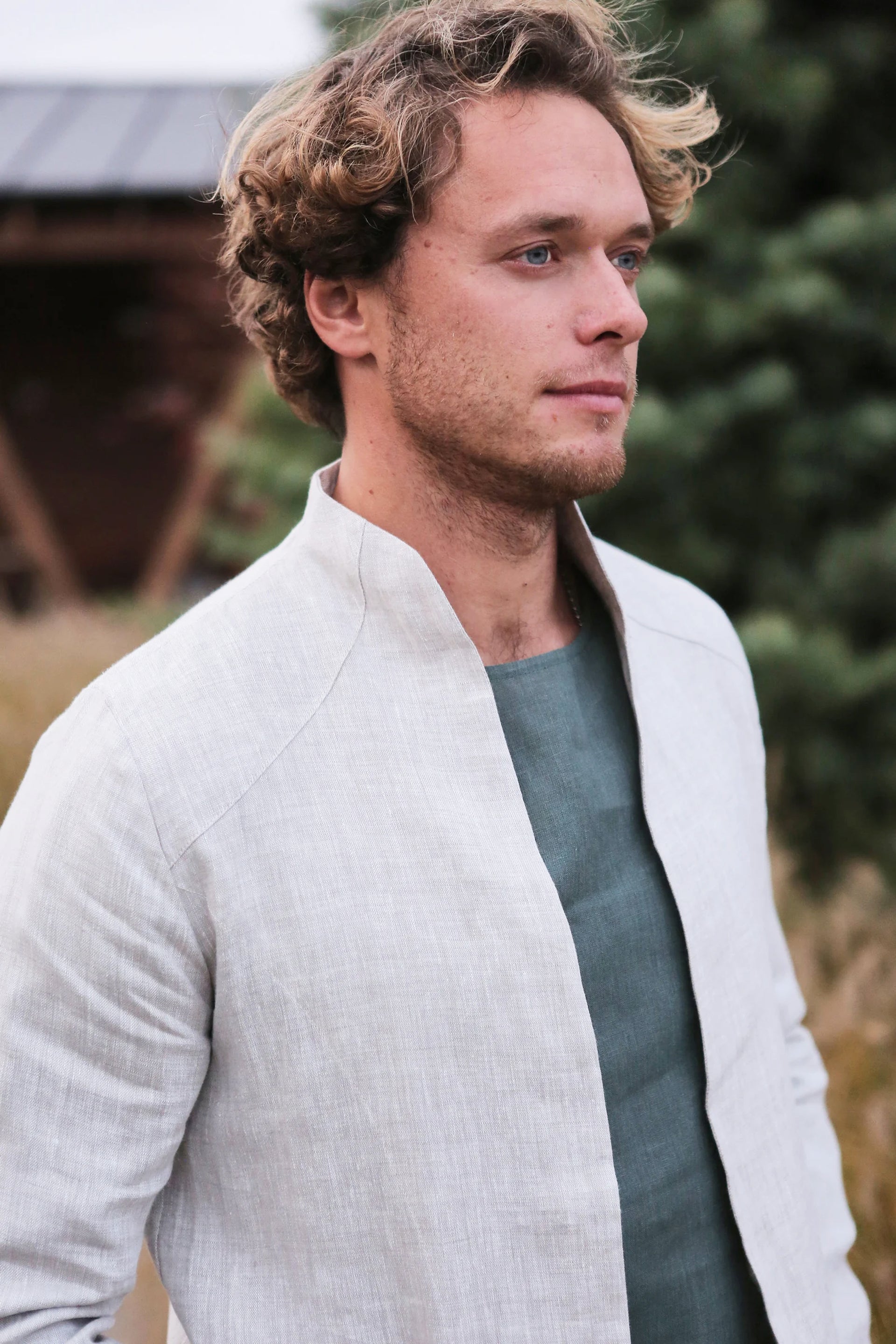 Men’s Linen Trench ALMOND - IN STOCK