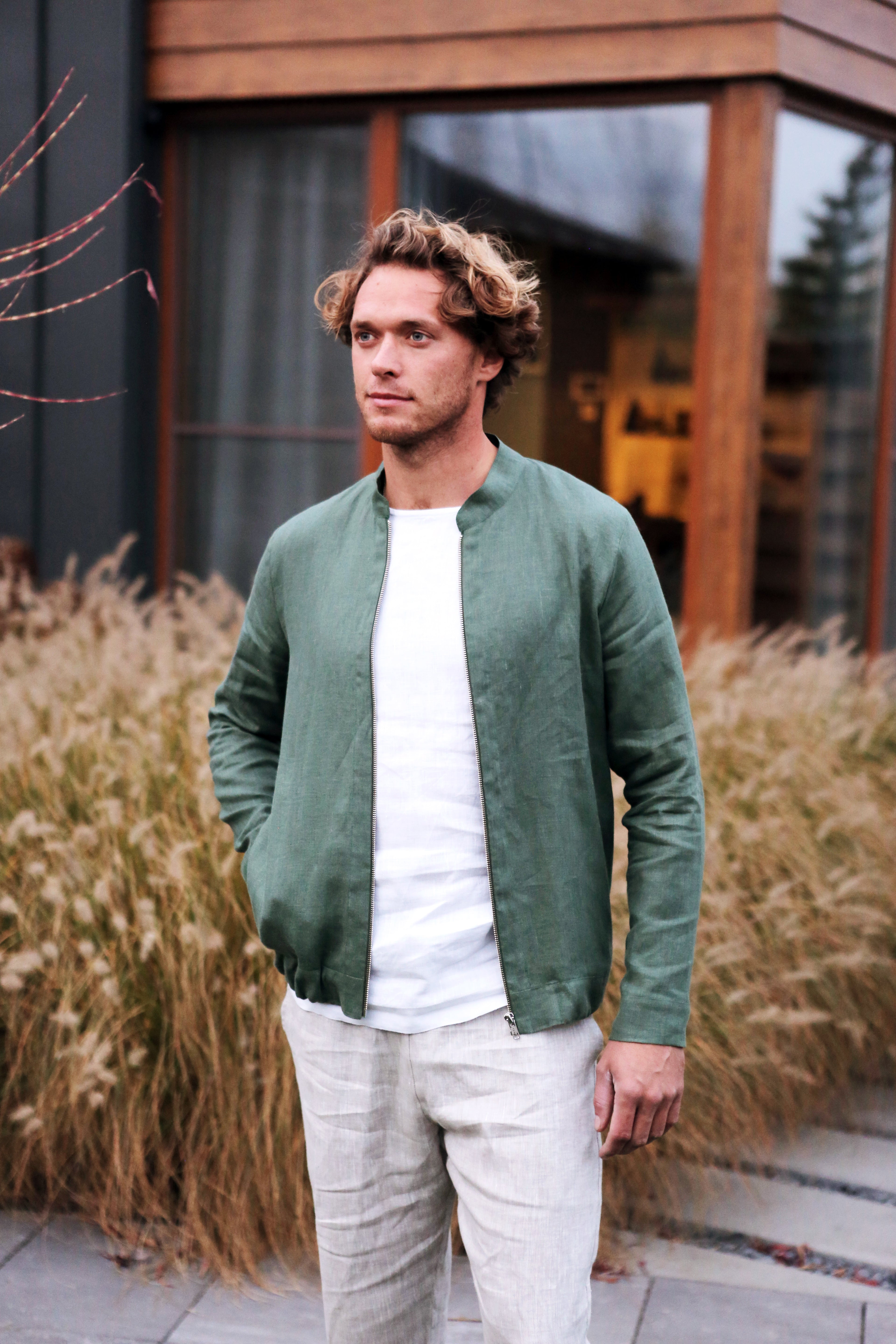 Men’s Linen Bomber MULBERRY in Green