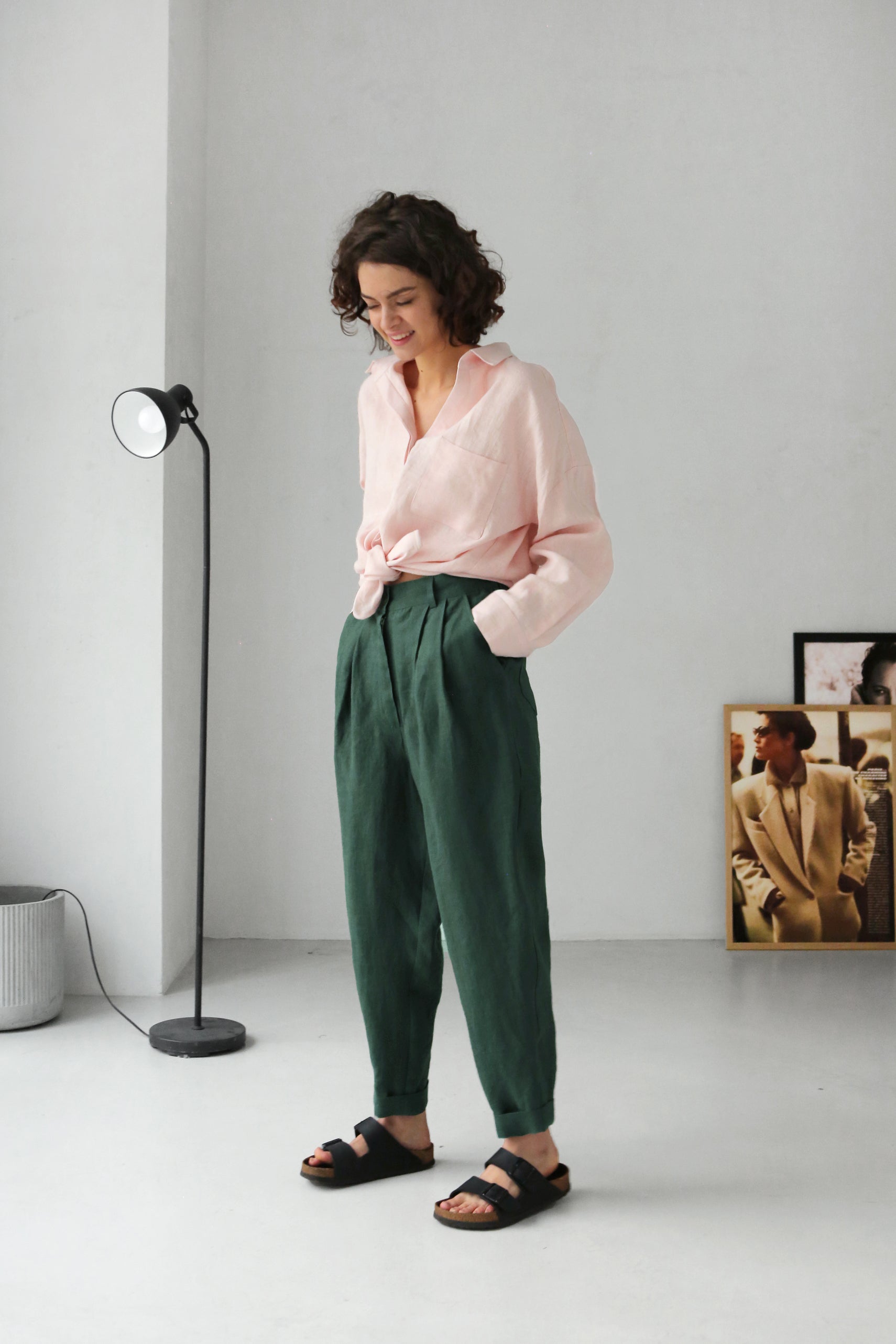 Women’s Linen Pants with Pleats CEDAR - IN STOCK