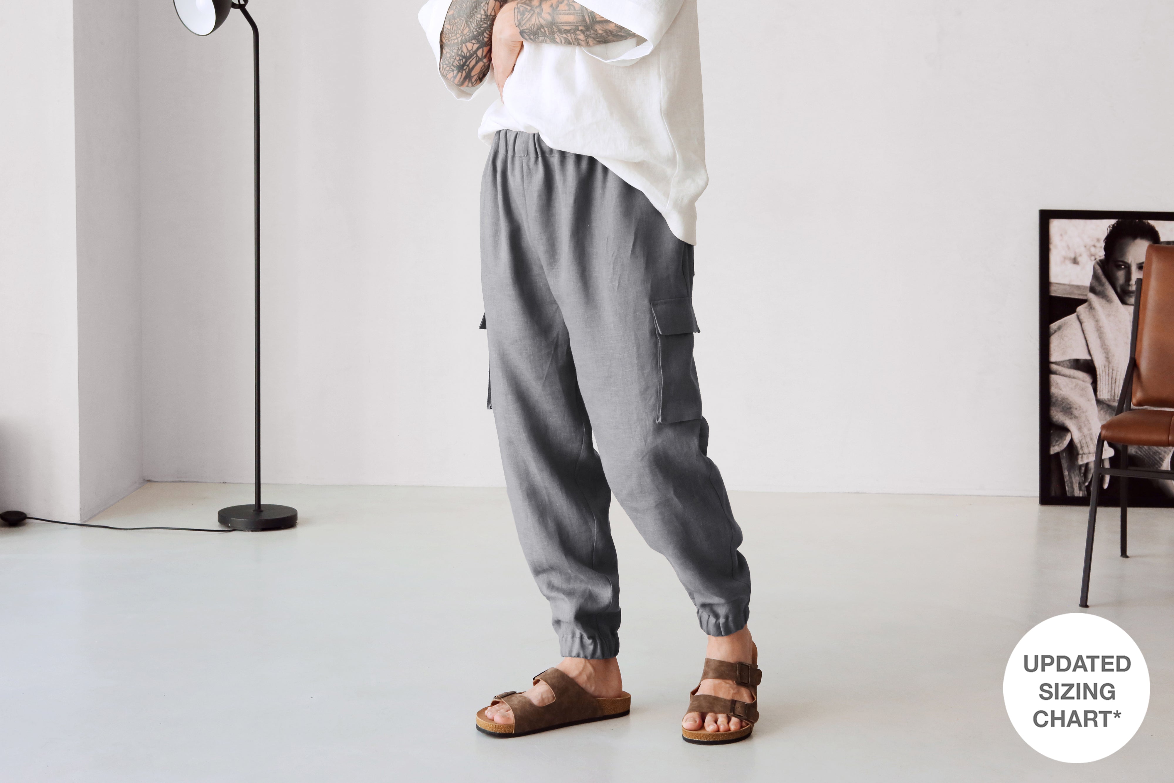 Men’s Linen Cargo Pants SUMAC in Dark grey