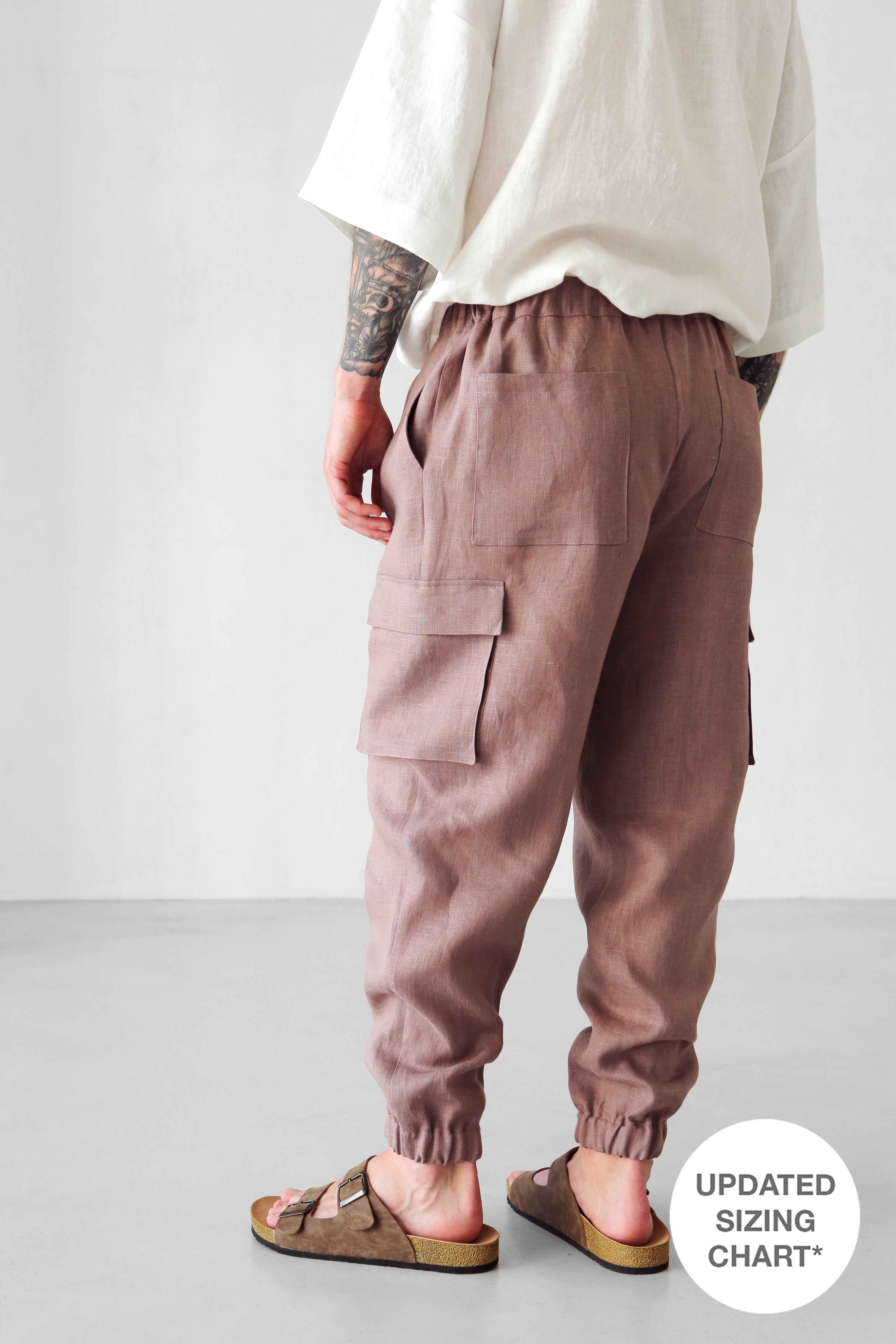 Men’s Linen Cargo Pants SUMAC in Latte