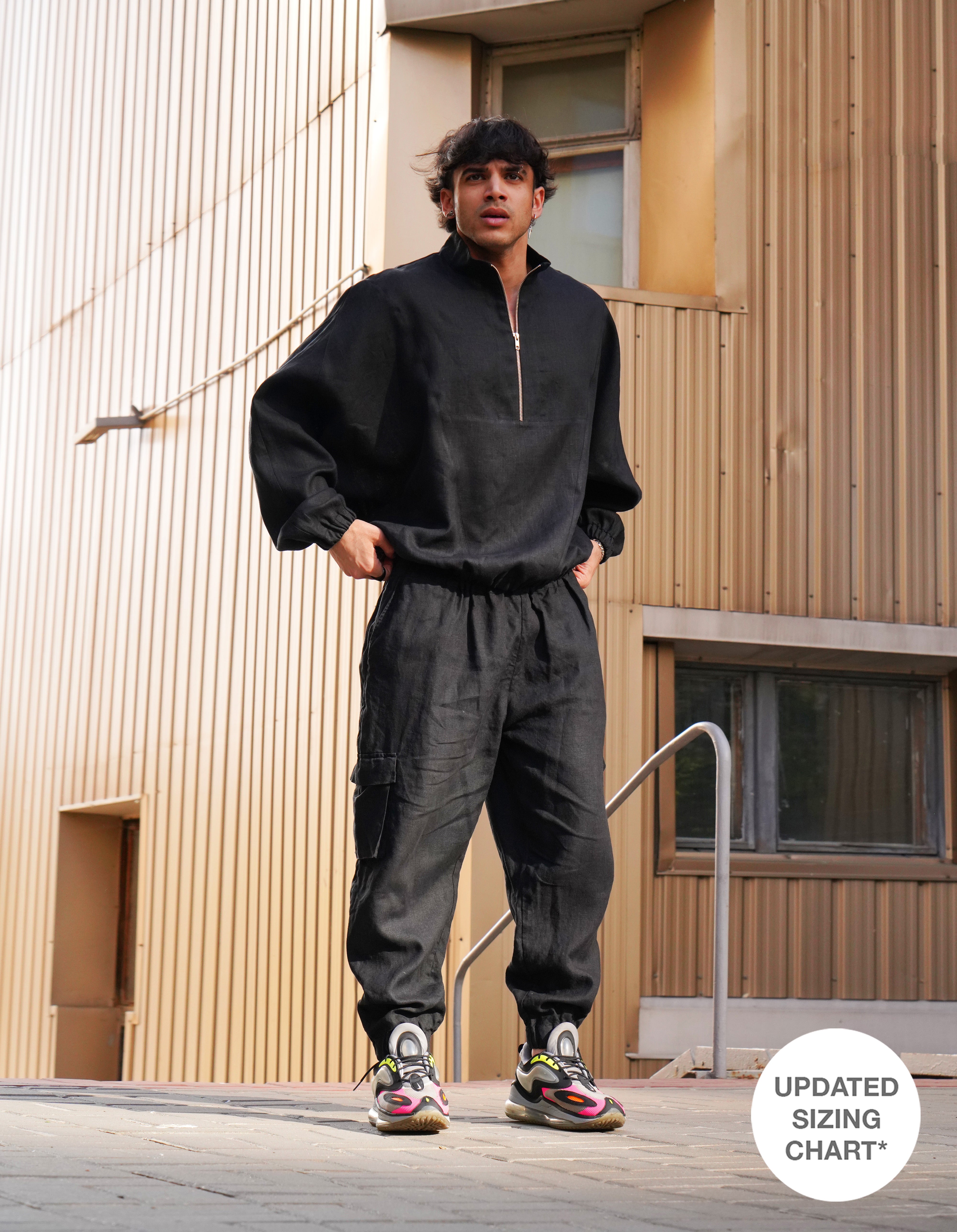 Men’s Linen Cargo Pants SUMAC in Black