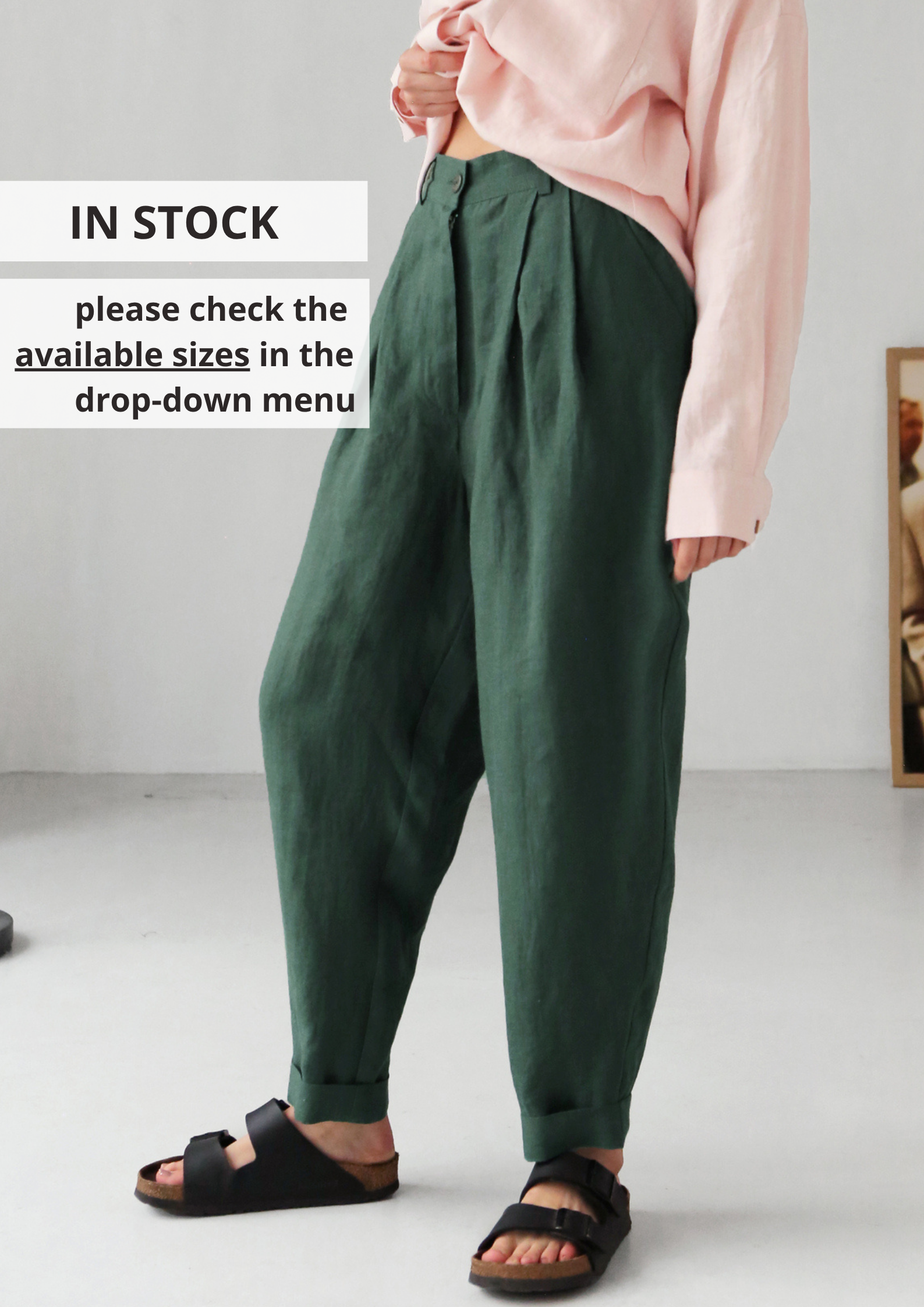 Women’s Linen Pants with Pleats CEDAR - IN STOCK