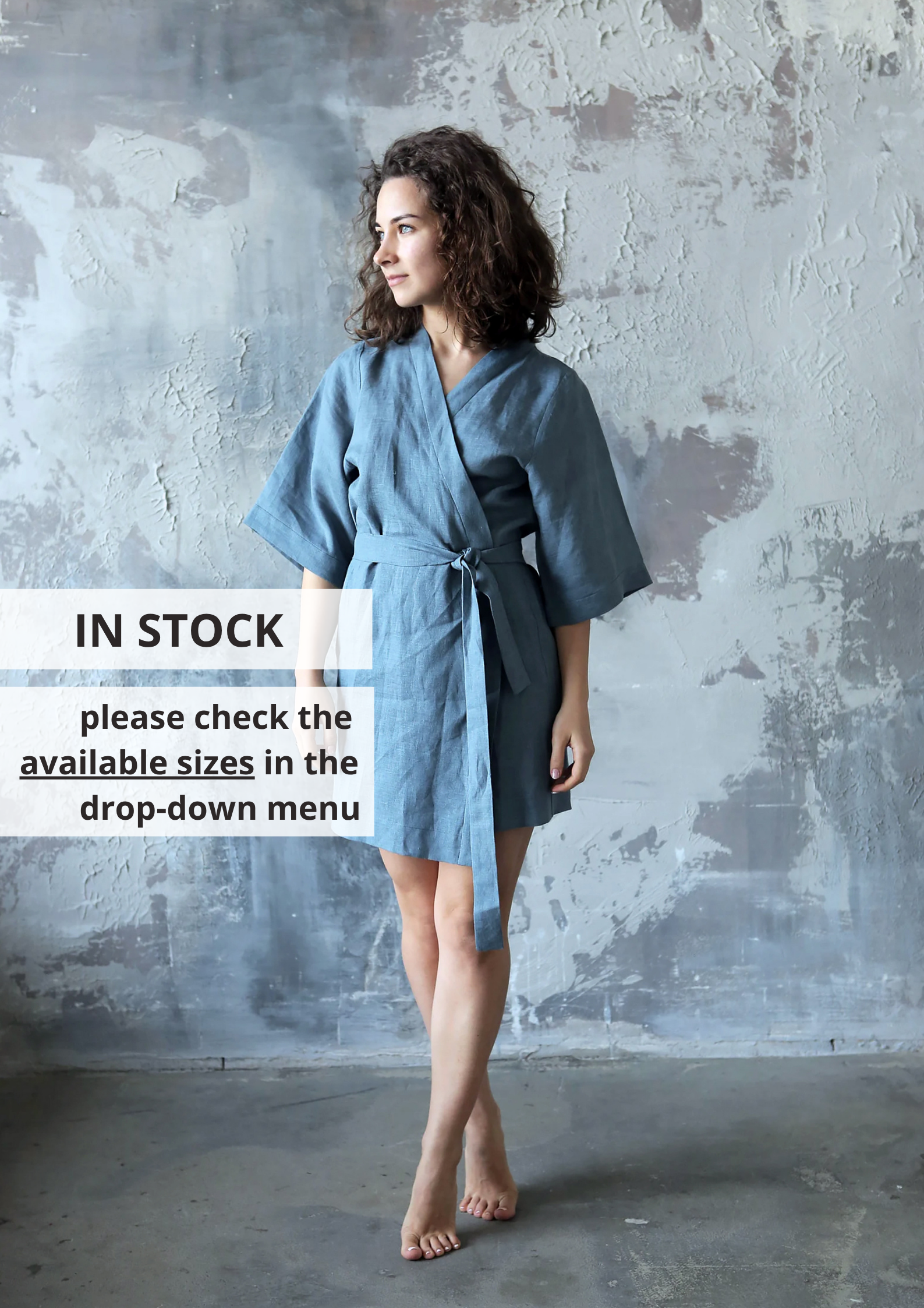 Women’s Short Linen Kimono UME - IN STOCK