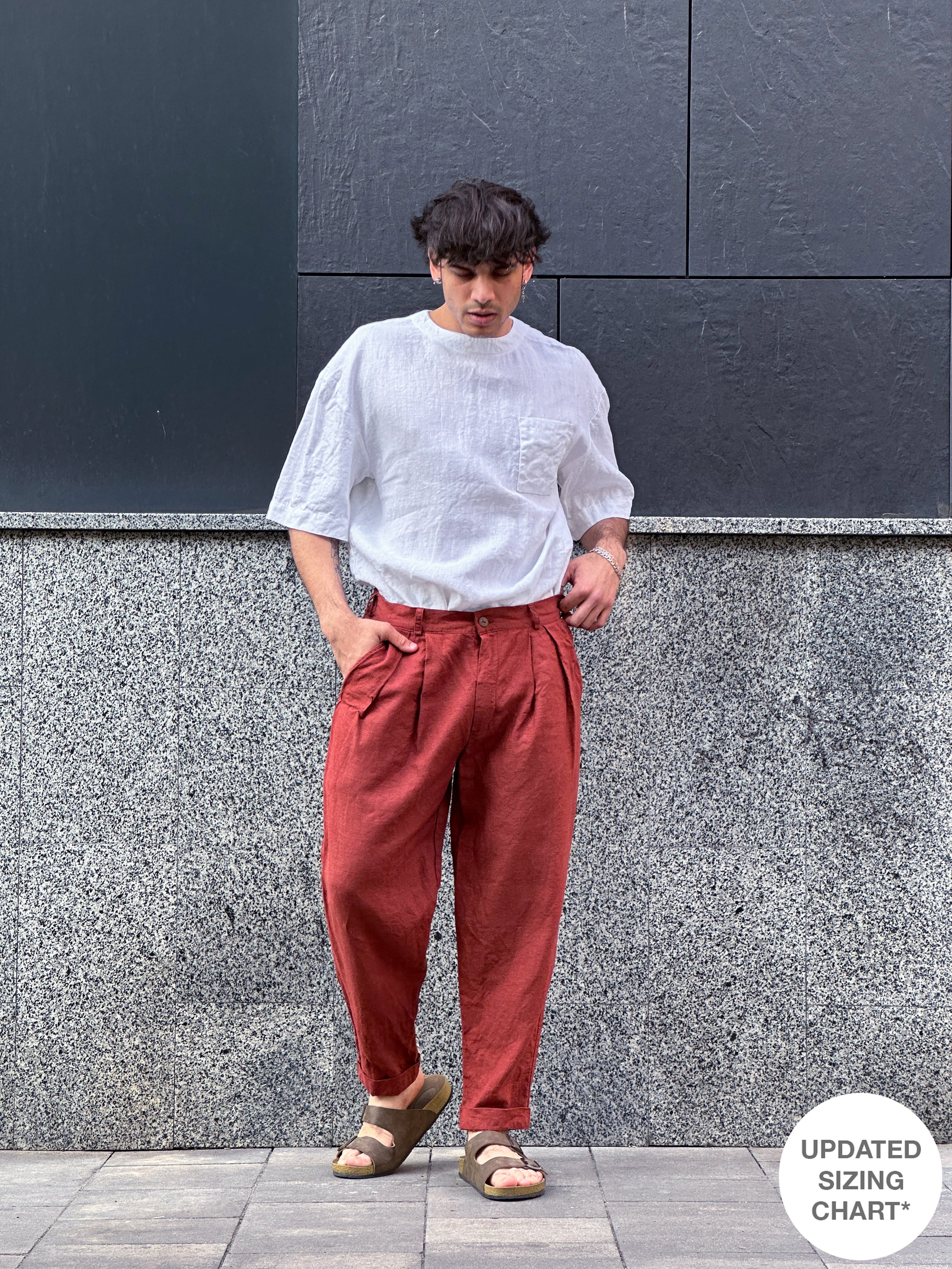 Loose Pleated Pants CEDAR in Terracota