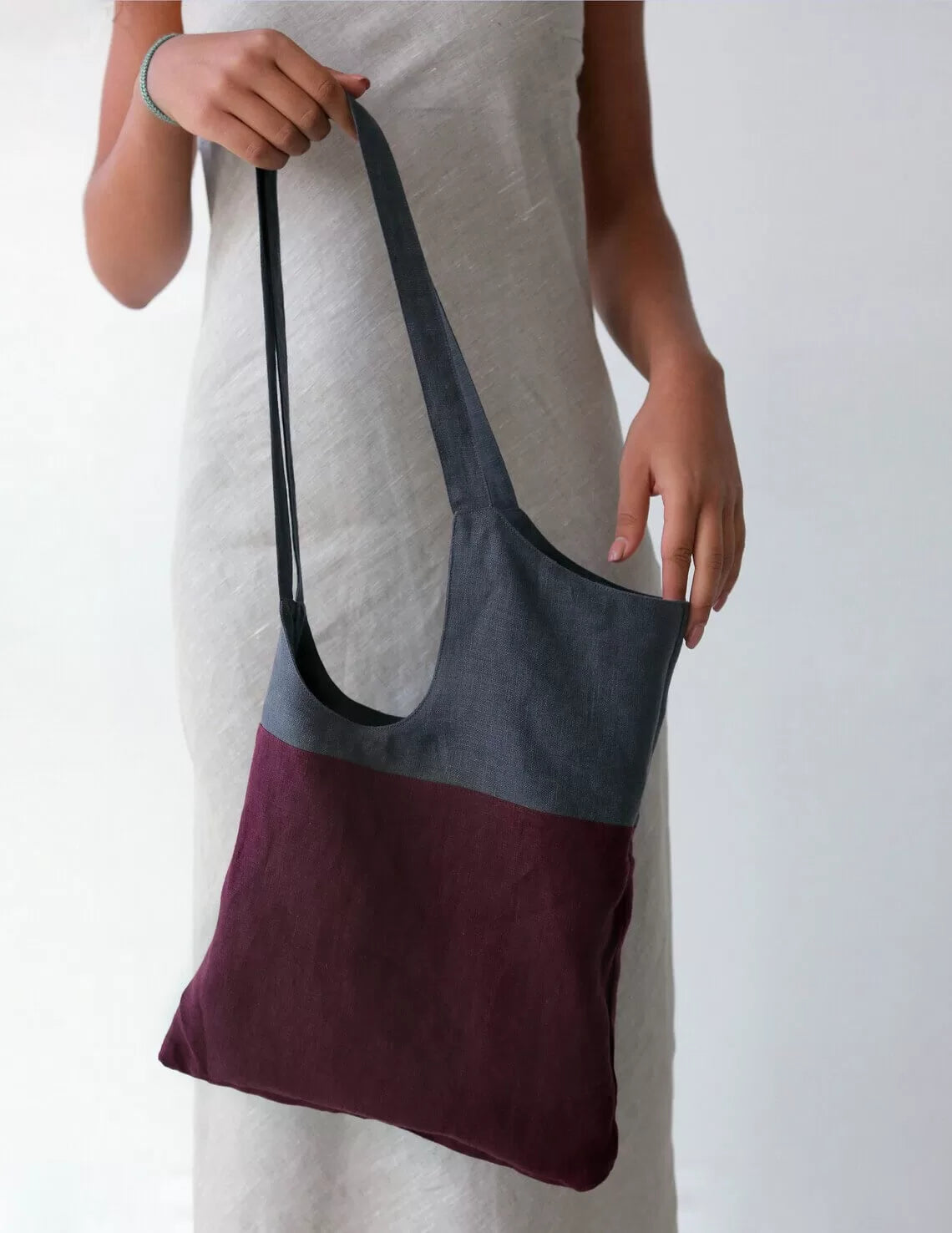 Linen tote bag Double color