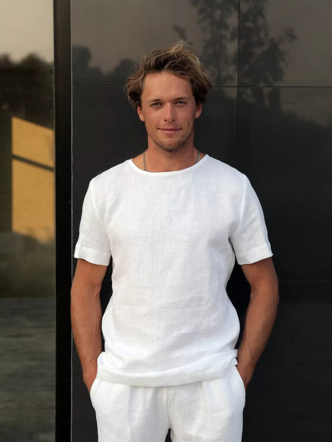 Men’s Linen T-Shirt LINDEN in White