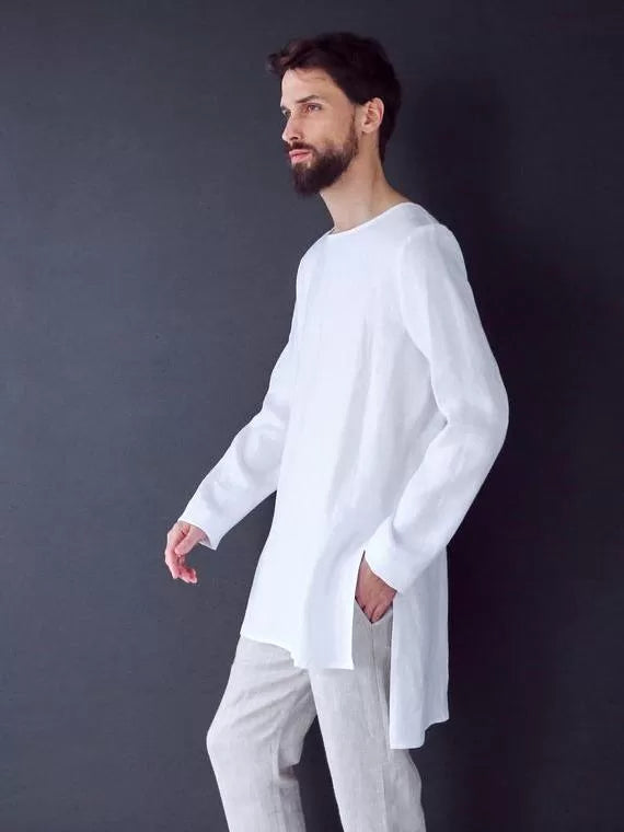 Men’s Linen Tunic MAPLE in White