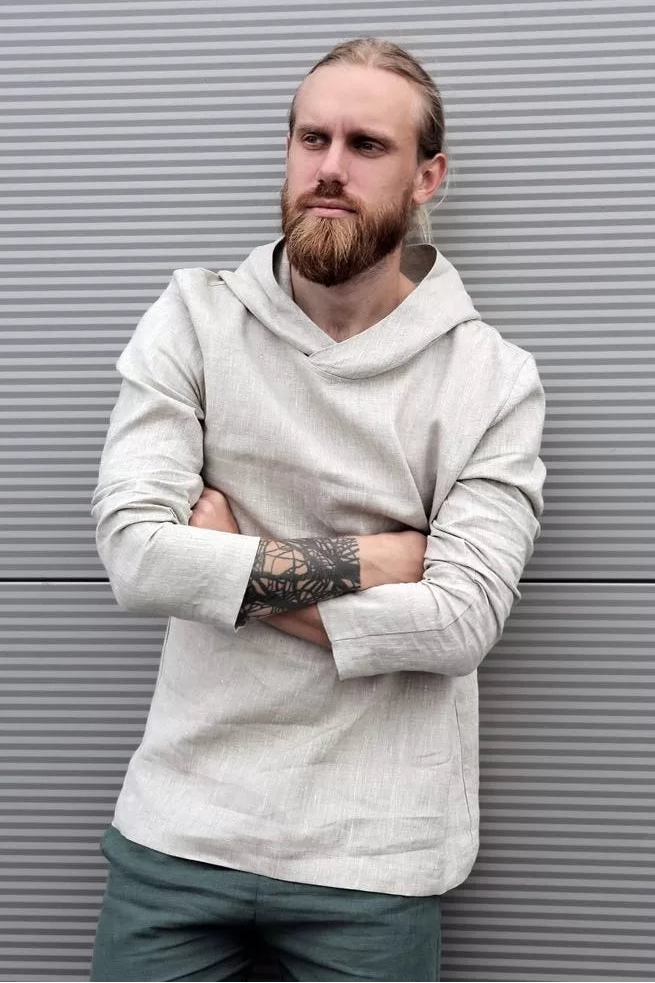 Men’s Linen Hoodie BALSA in Beige