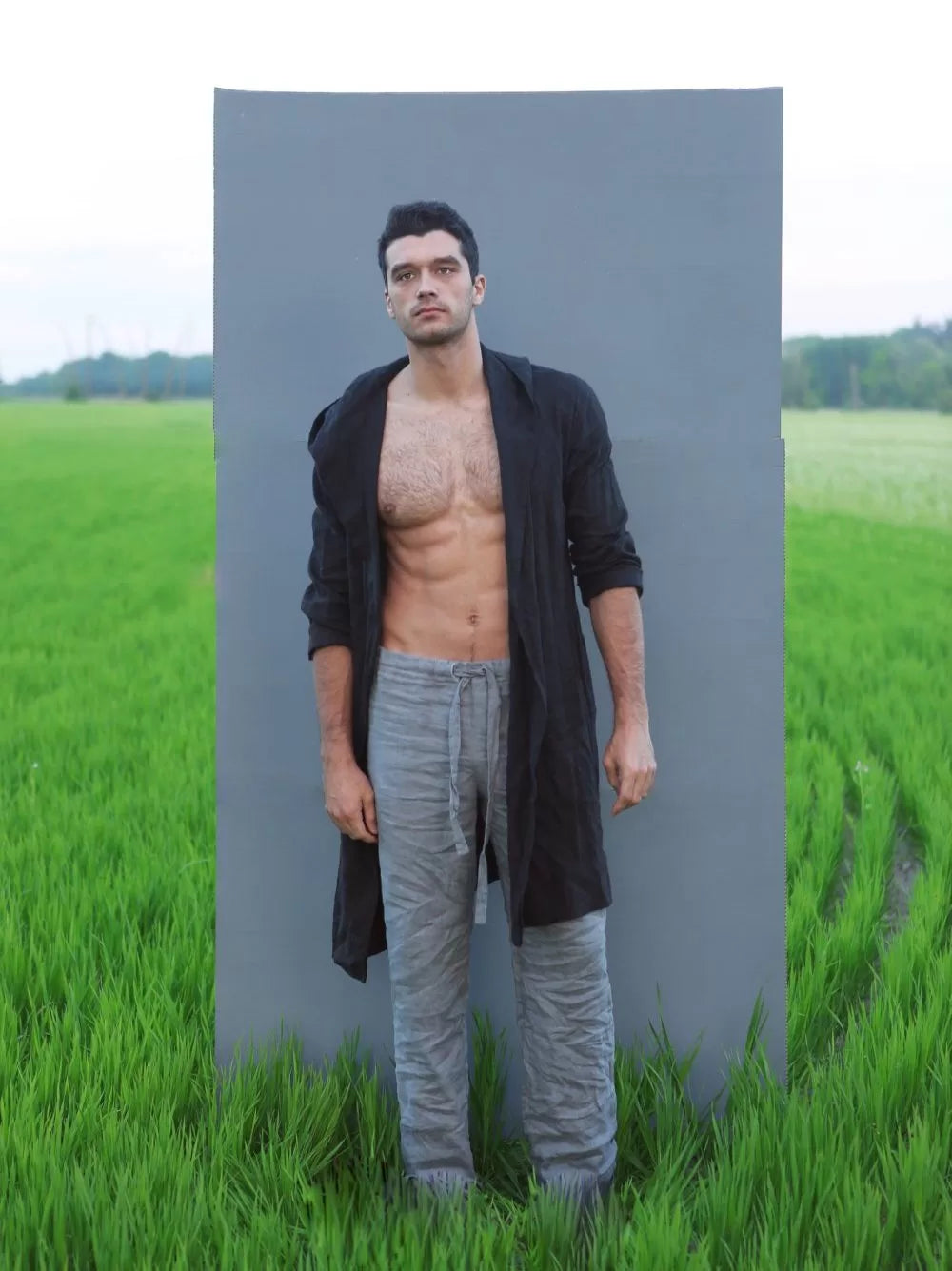 Men’s linen pants ASH in Light grey