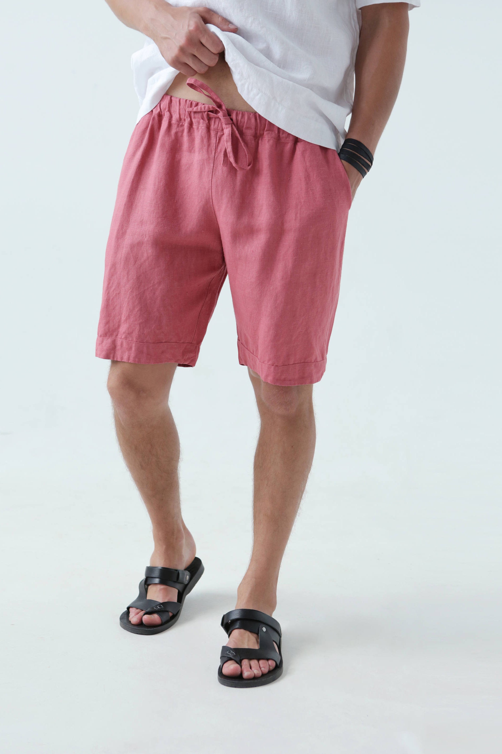 Men’s linen shorts ASH in Peach