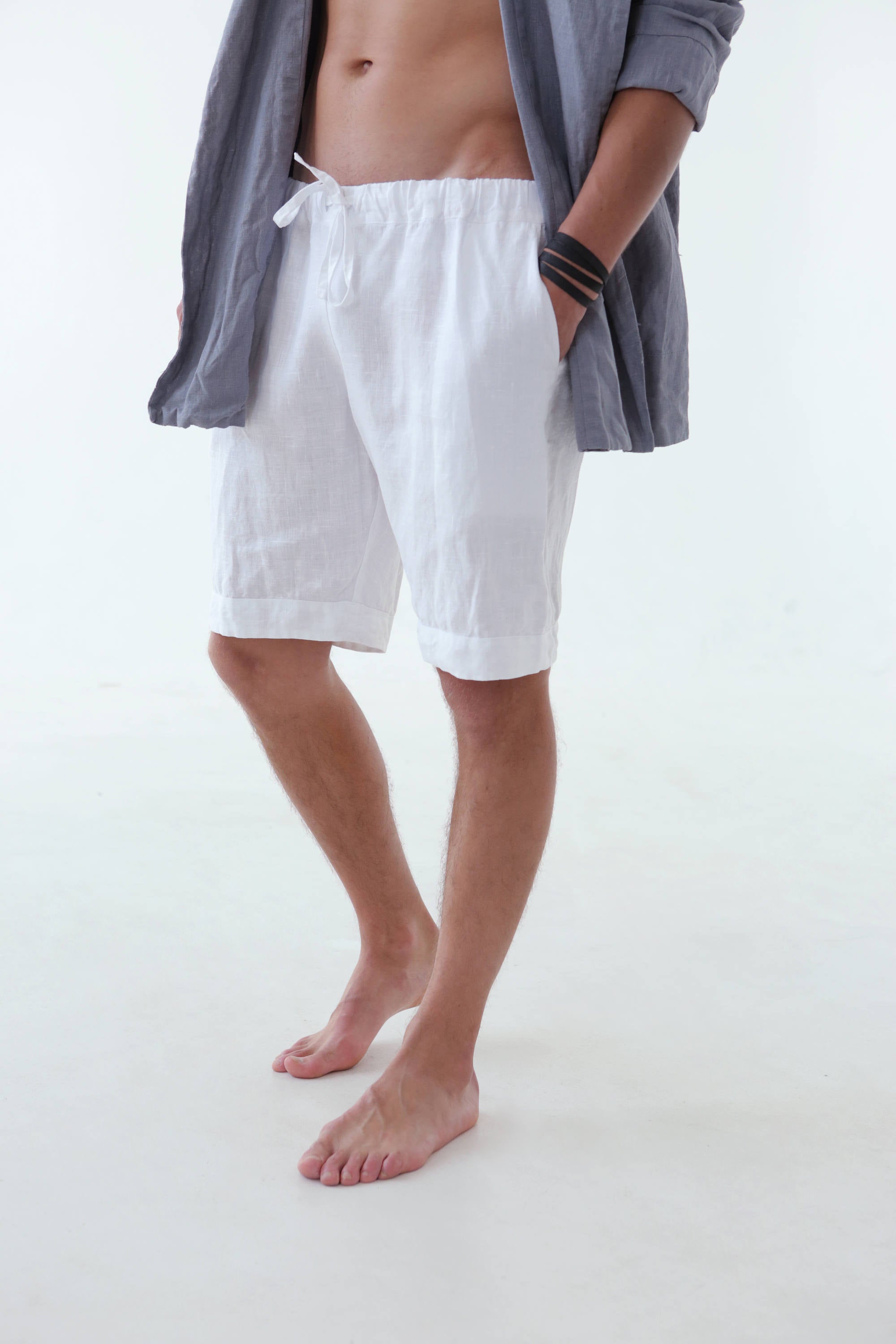 Men’s linen shorts ASH in White