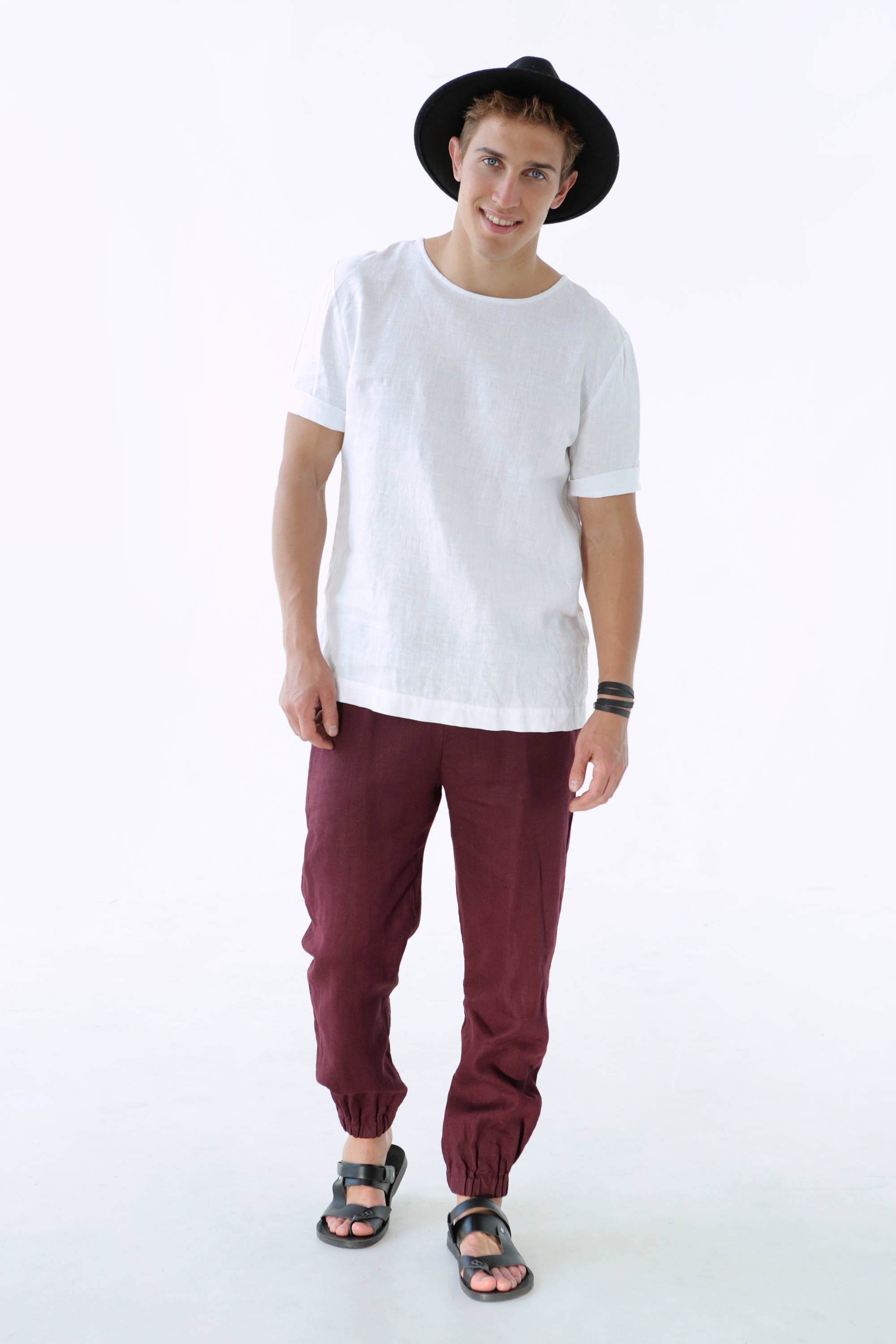 Men’s linen pants MOUNTAIN ASH in Burgundy