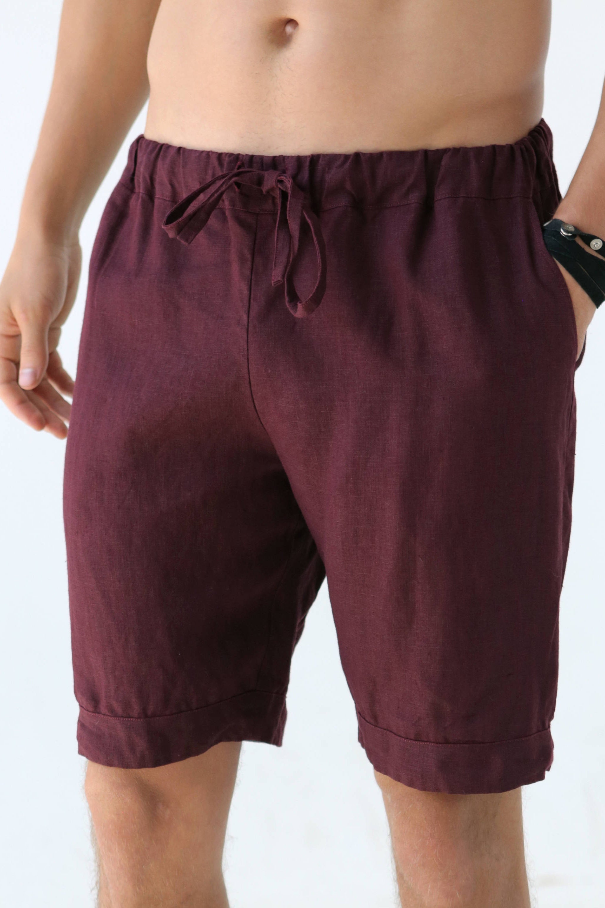 Men’s linen shorts ASH in Burgundy