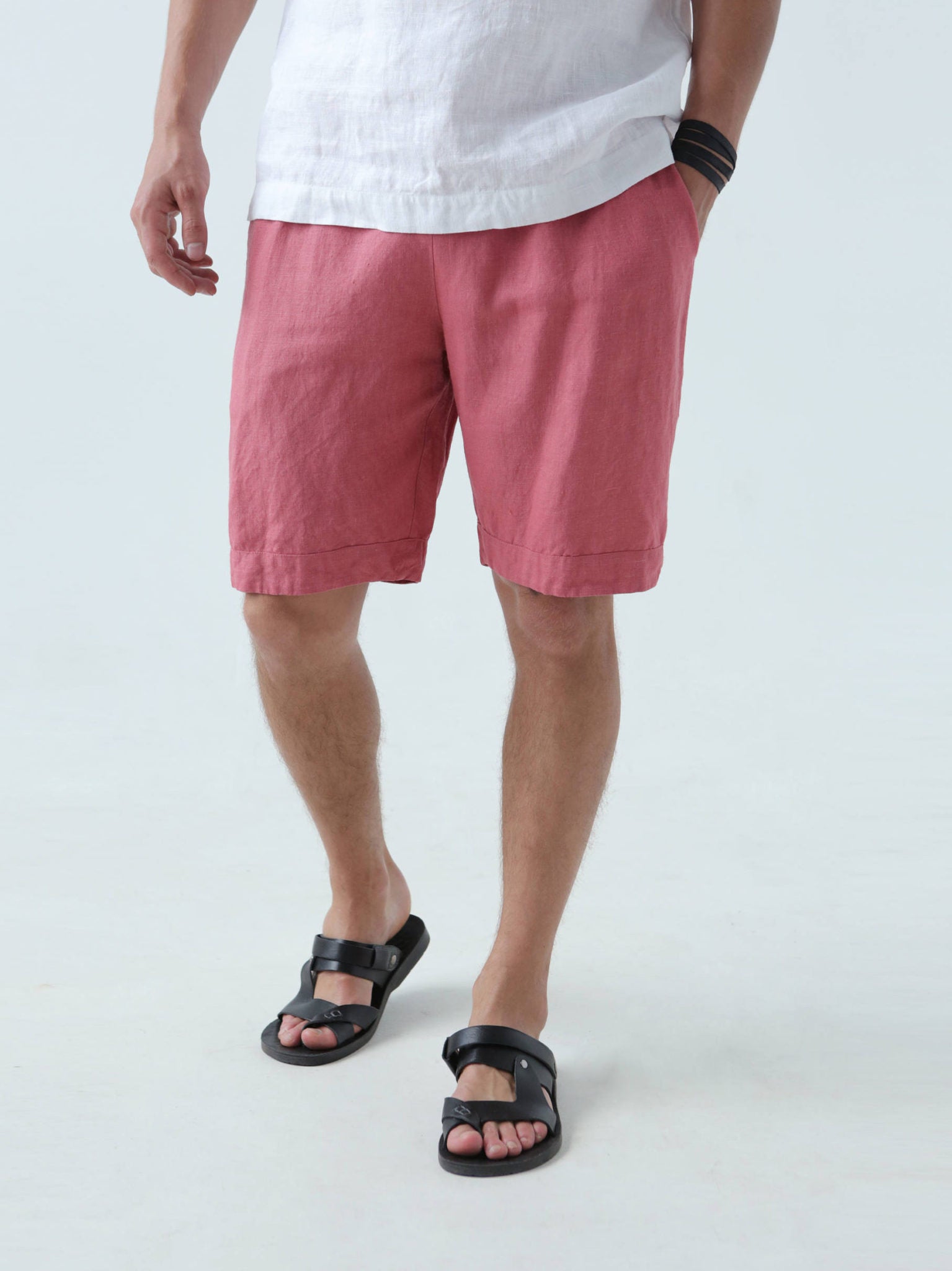 Men’s linen shorts ASH in Peach