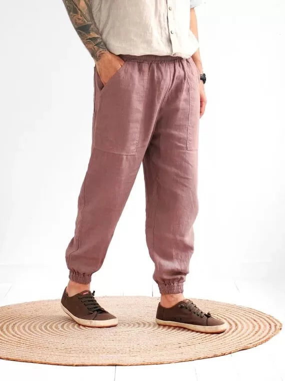 Men’s linen pants ALDER in Latte