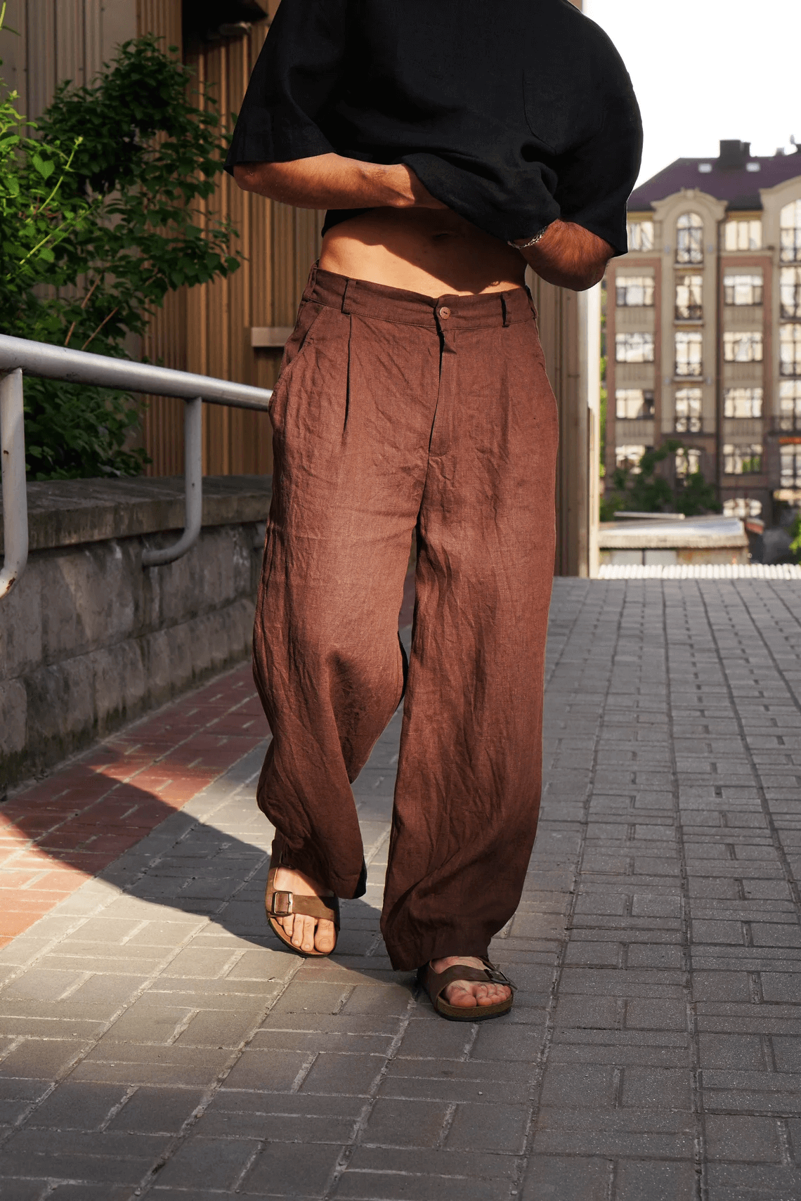 Palazzo Linen Pants ASPEN in Brown