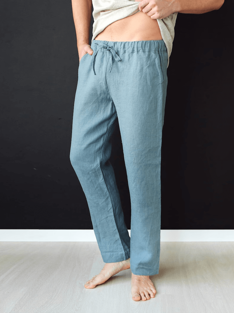 Men’s linen pants ASH in Blue grey
