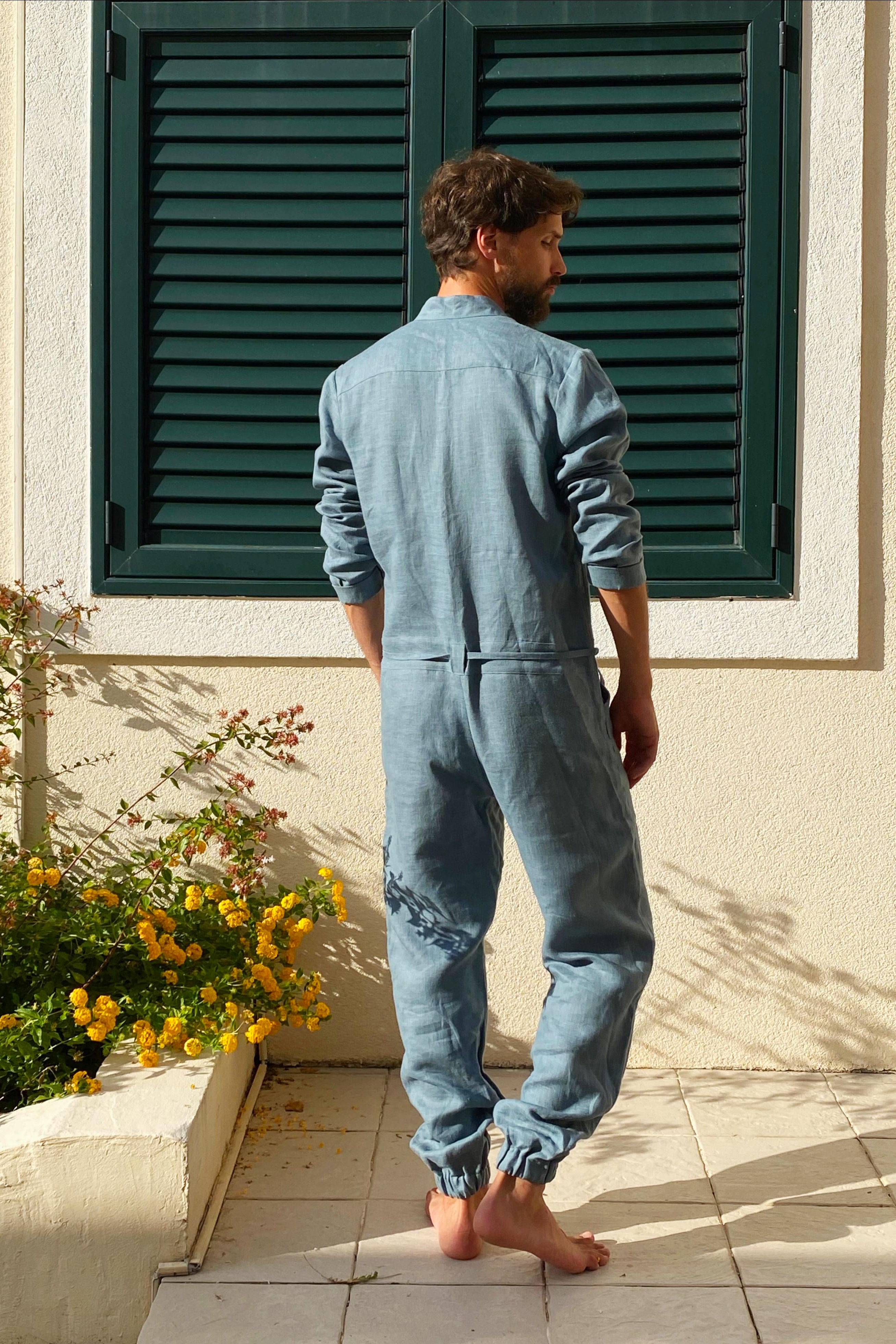 Mens Linen Jumpsuit PALO SANTO - US WAREHOUSE