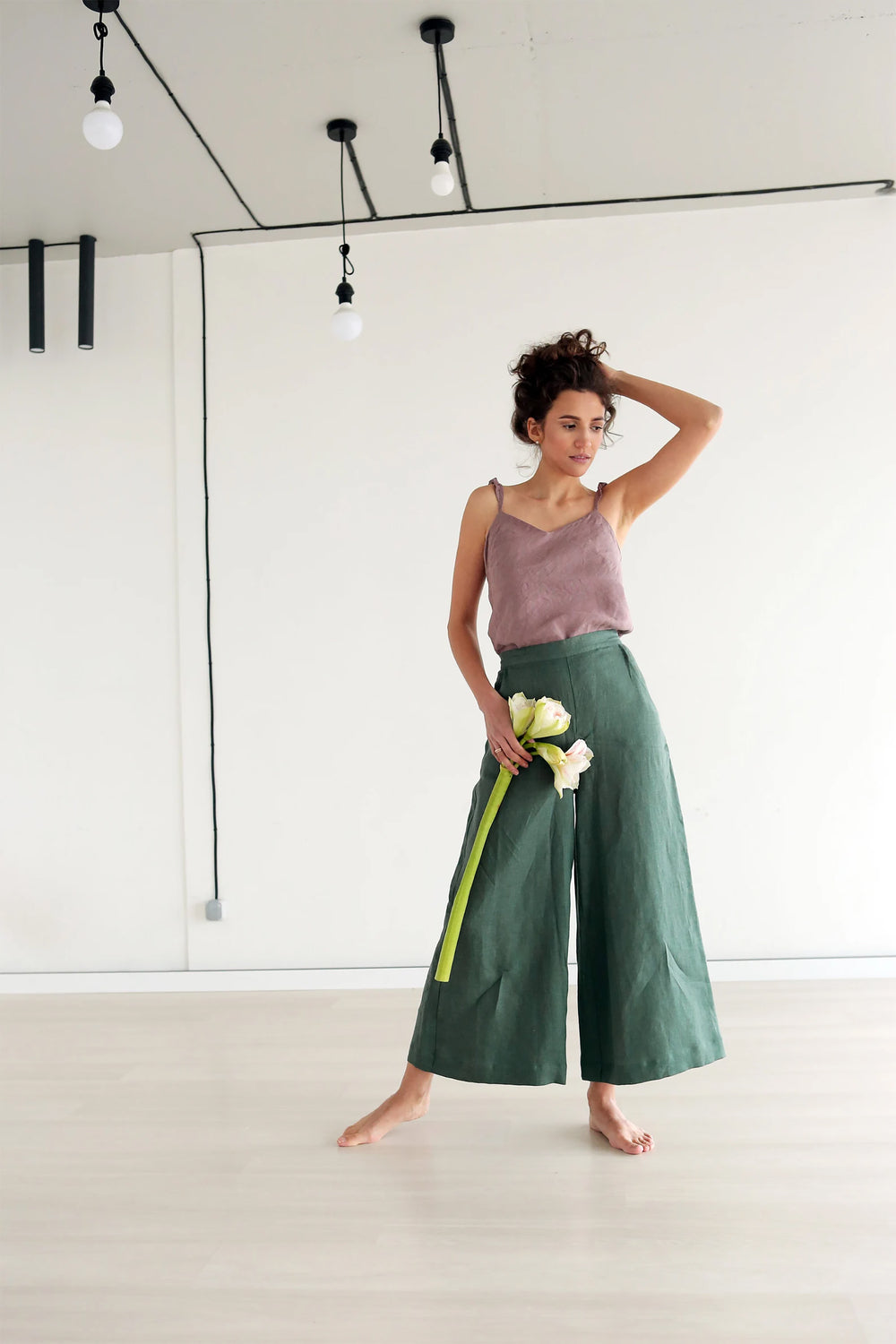 Women’s Linen Сulottes PALMA in Green