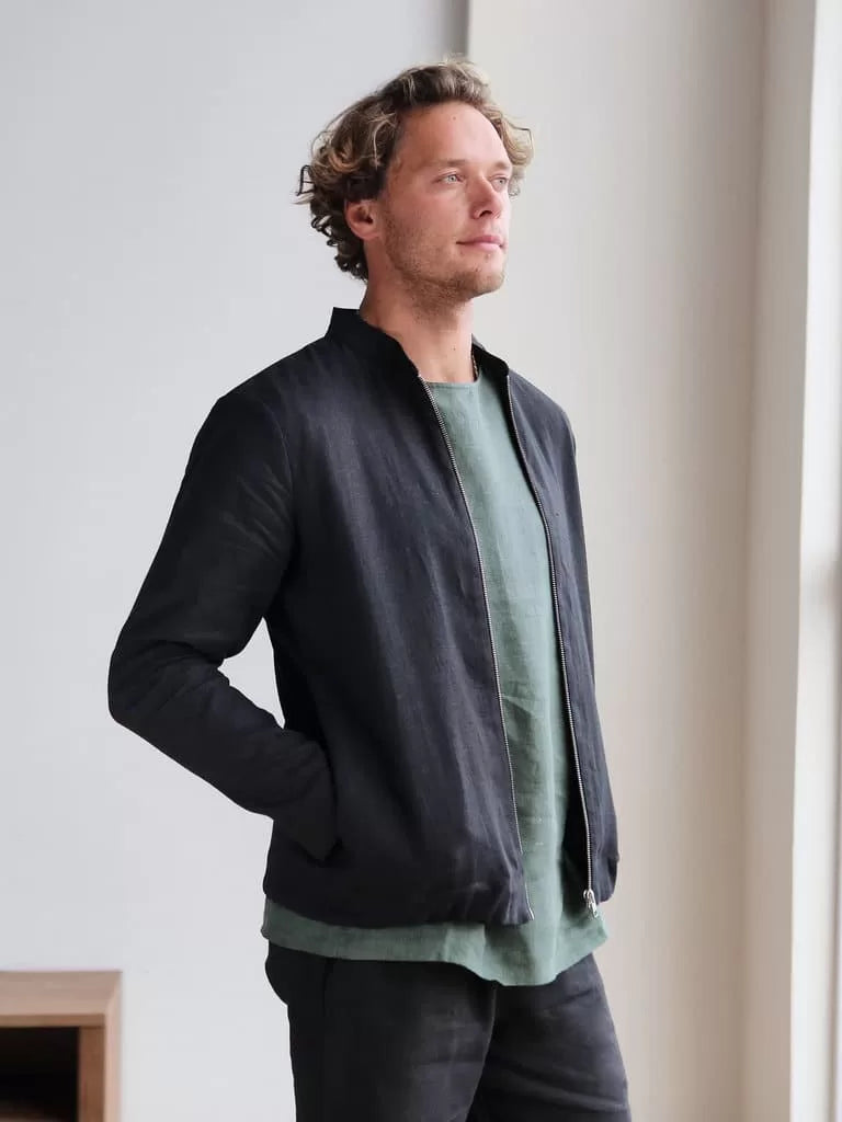 Men’s Linen Bomber MULBERRY in Black