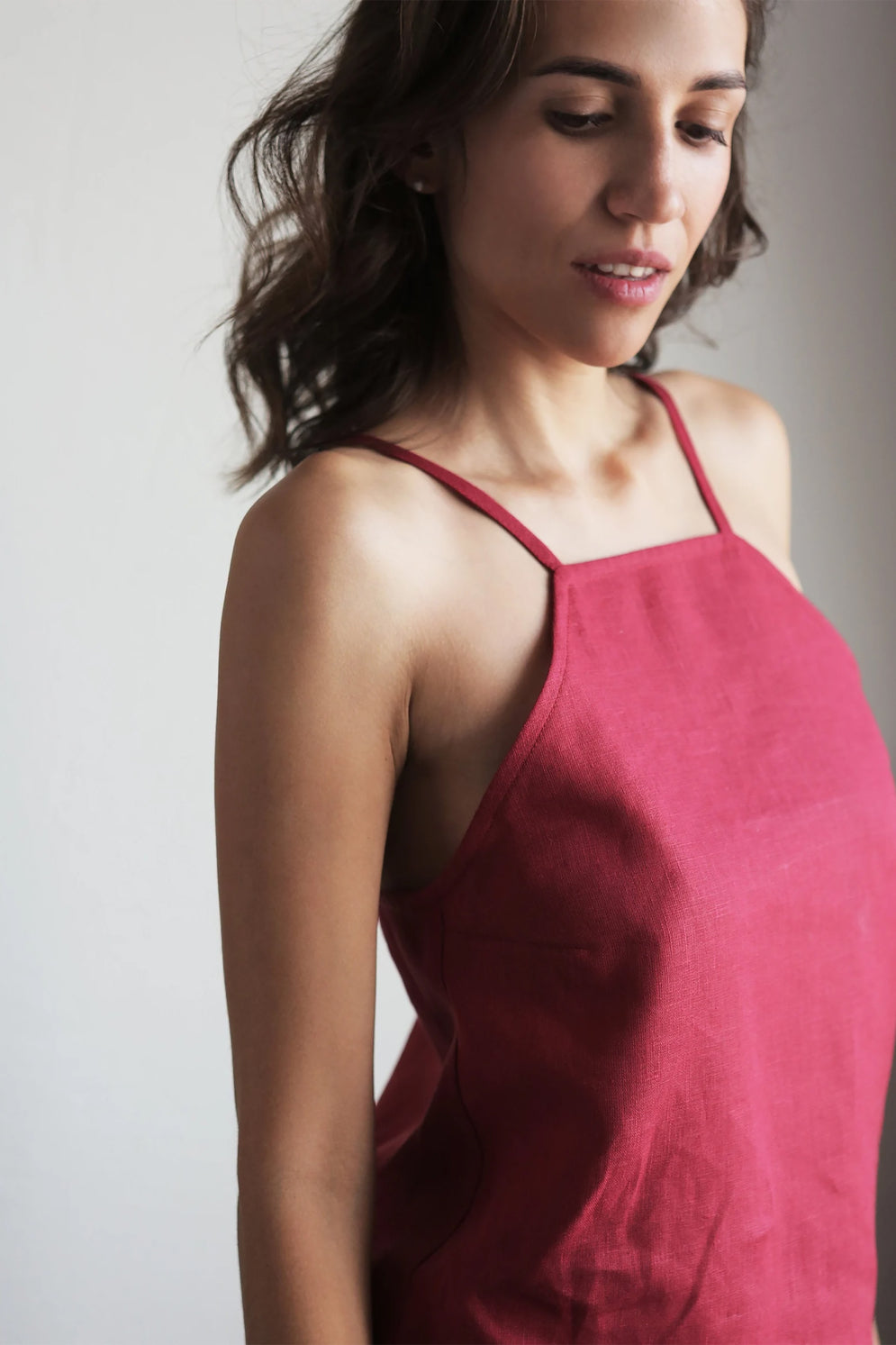 Women’s Strap Linen Top CLARY in Red